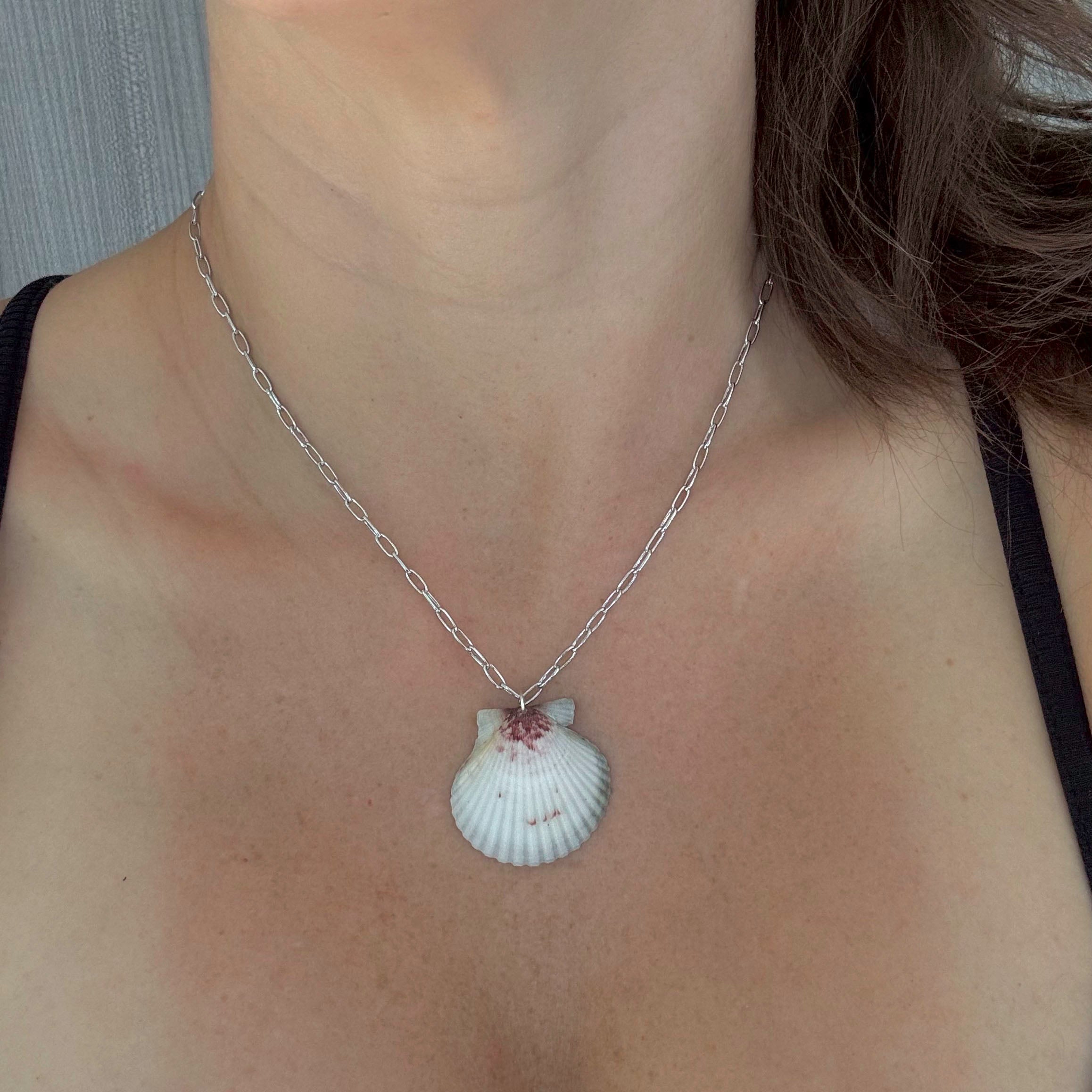 Gray and Silver Seashell Necklace