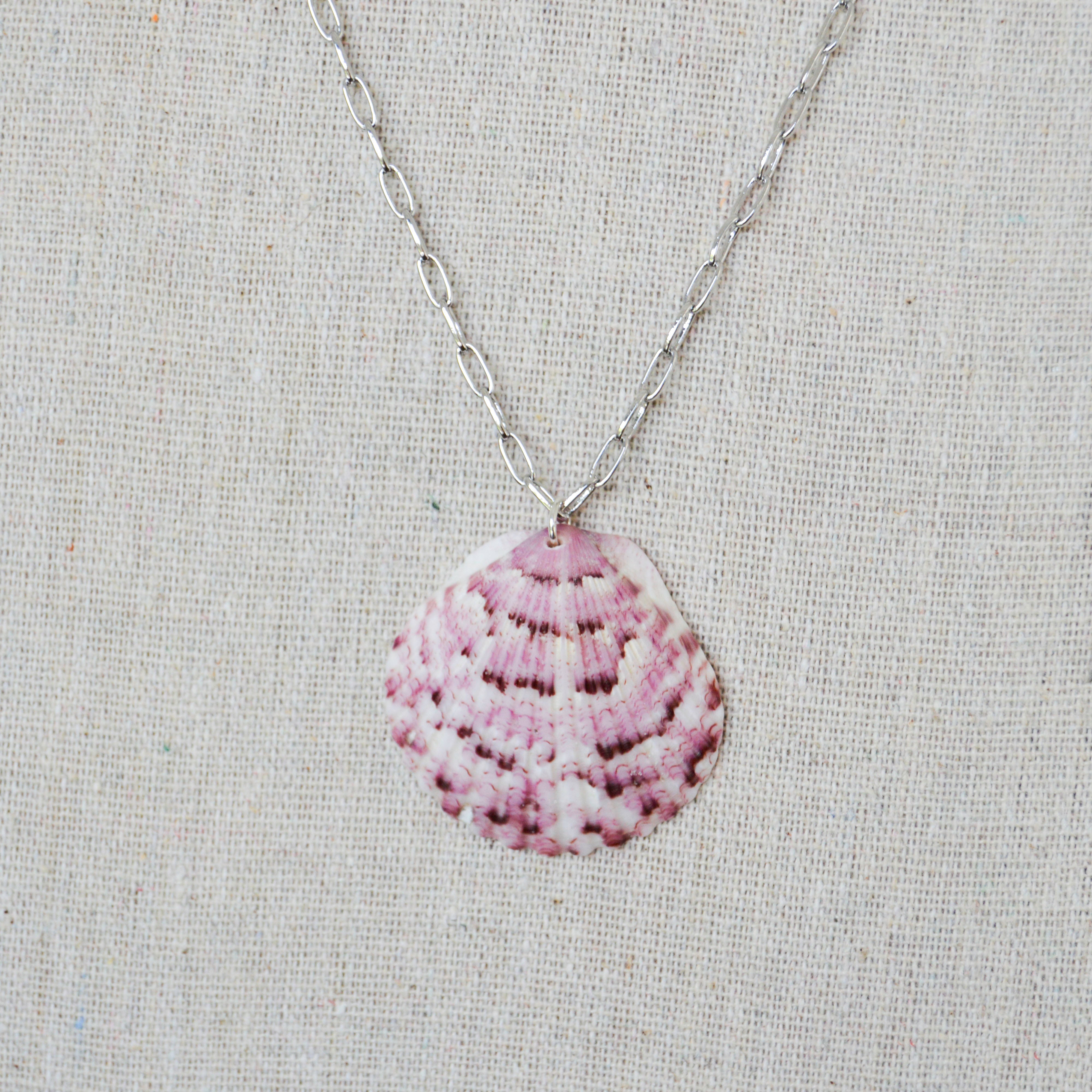 Pink and Silver Seashell Necklace