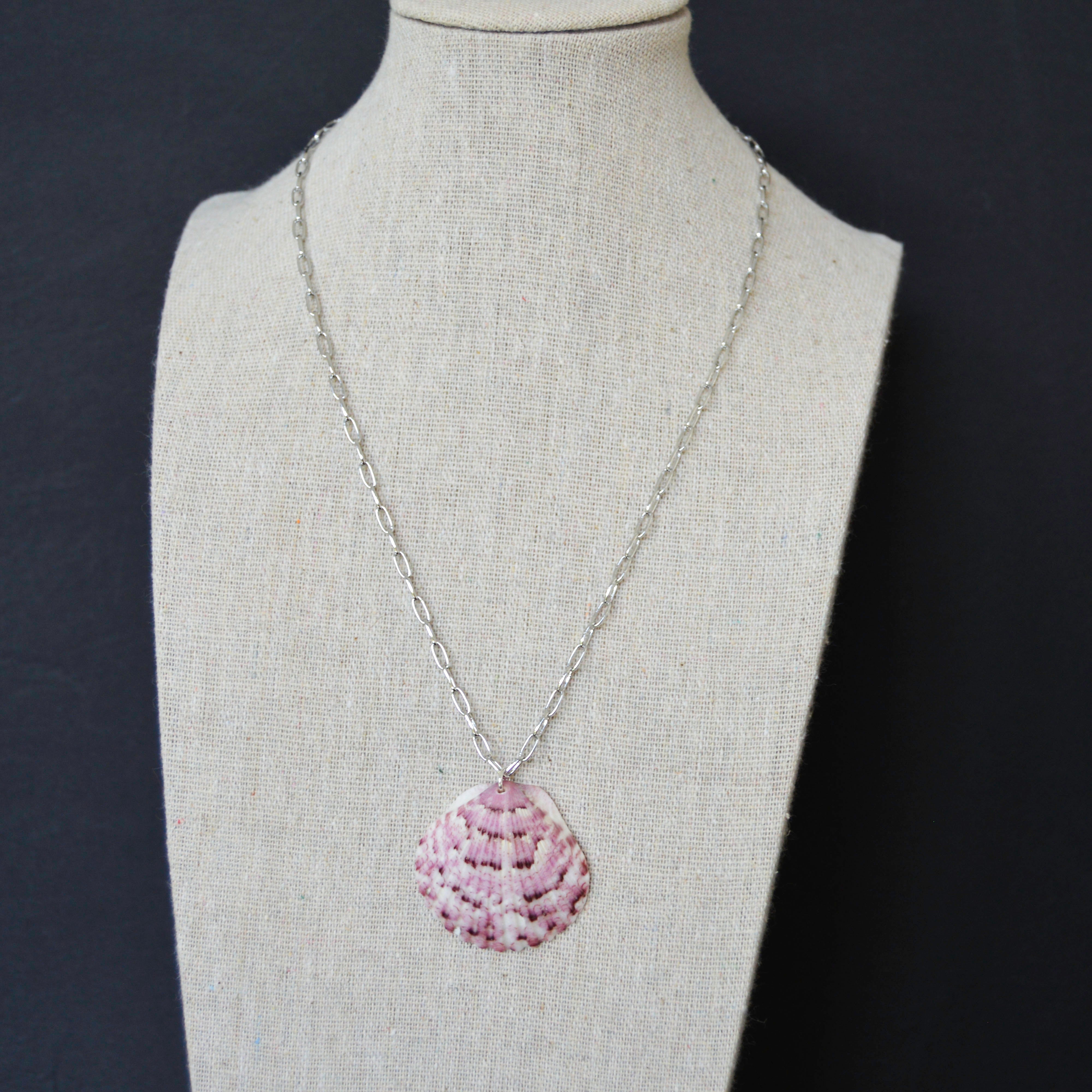 Pink and Silver Seashell Necklace