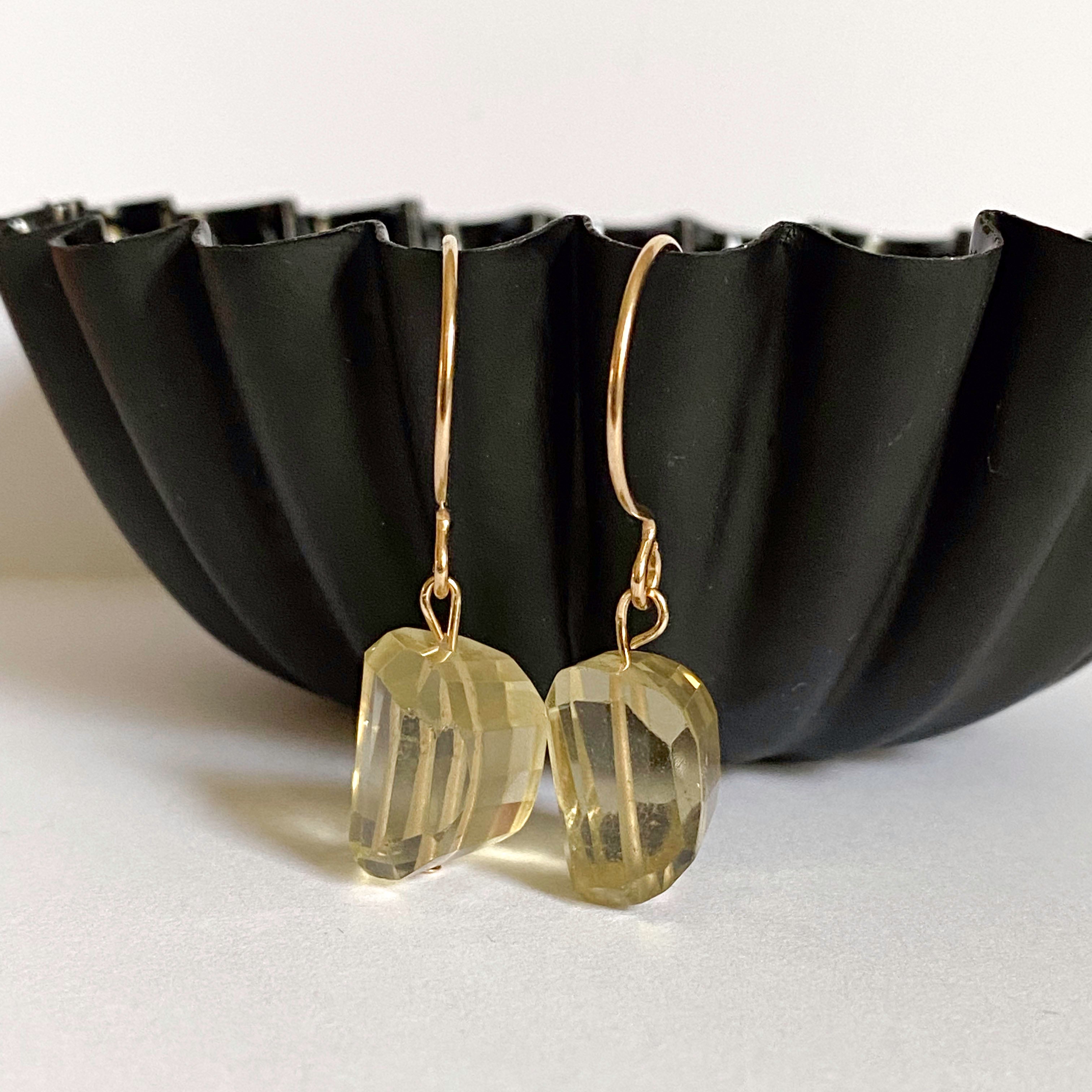 Gold Lemon Quartz Drop Earrings