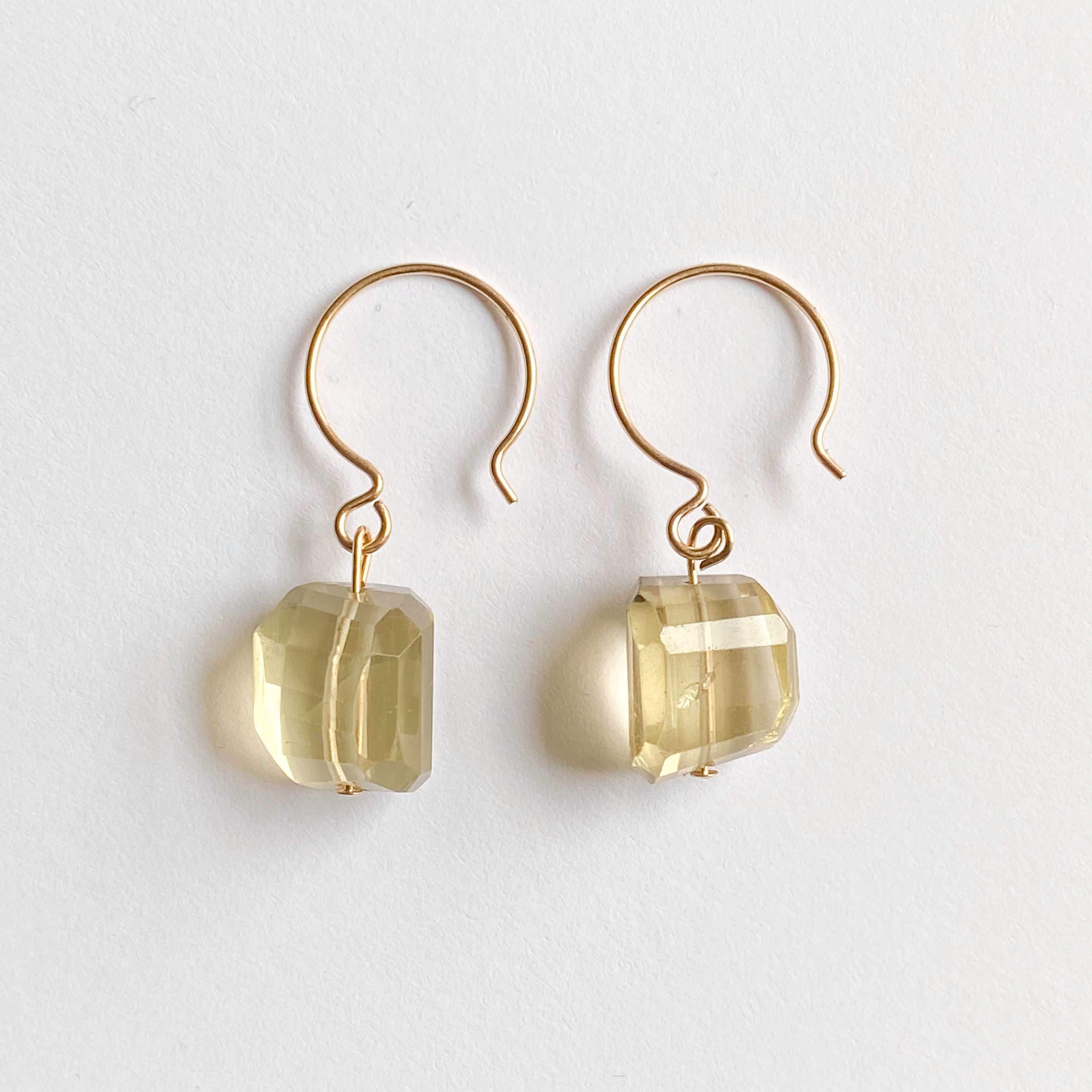 Gold Lemon Quartz Drop Earrings