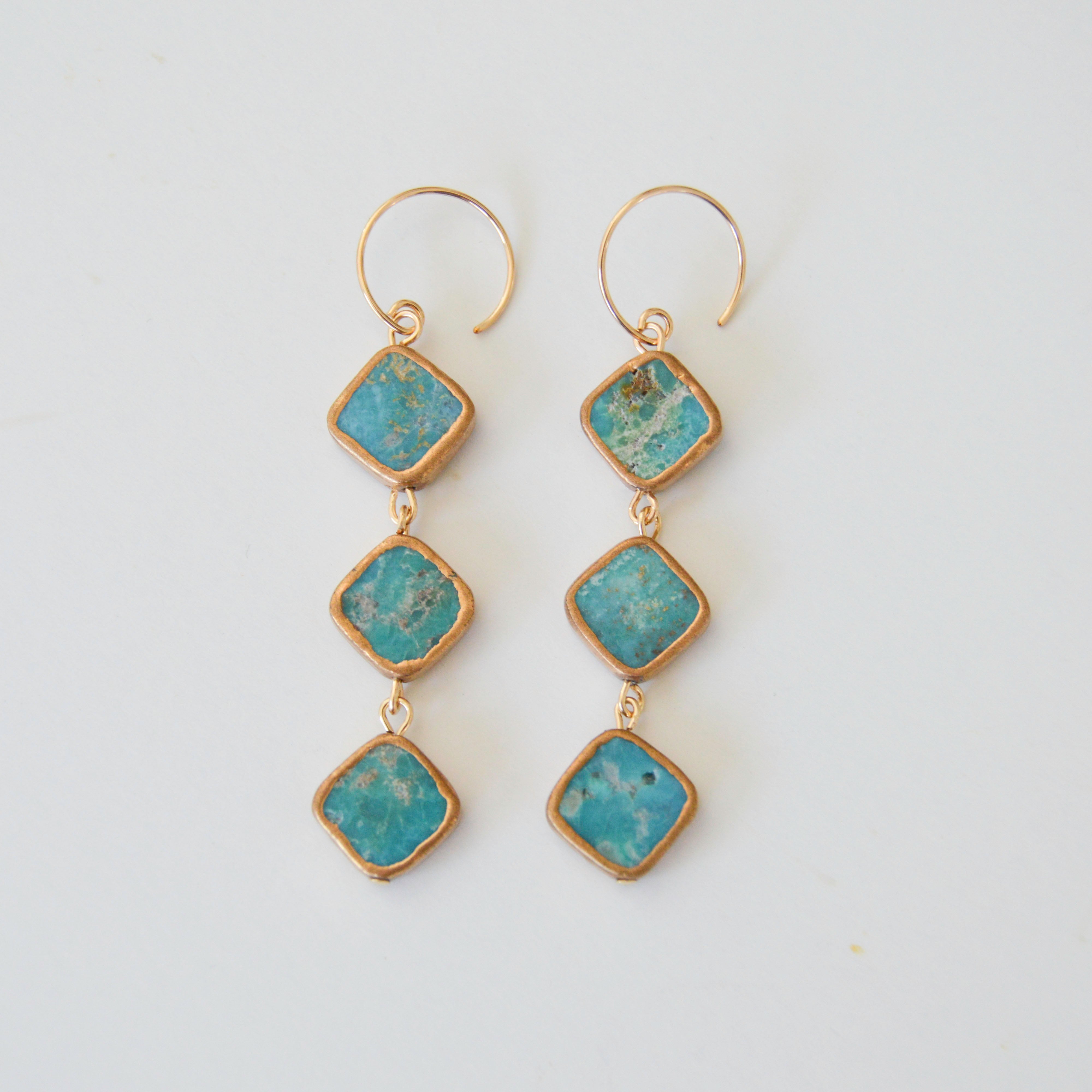 Diamond Turquoise Drop Earrings