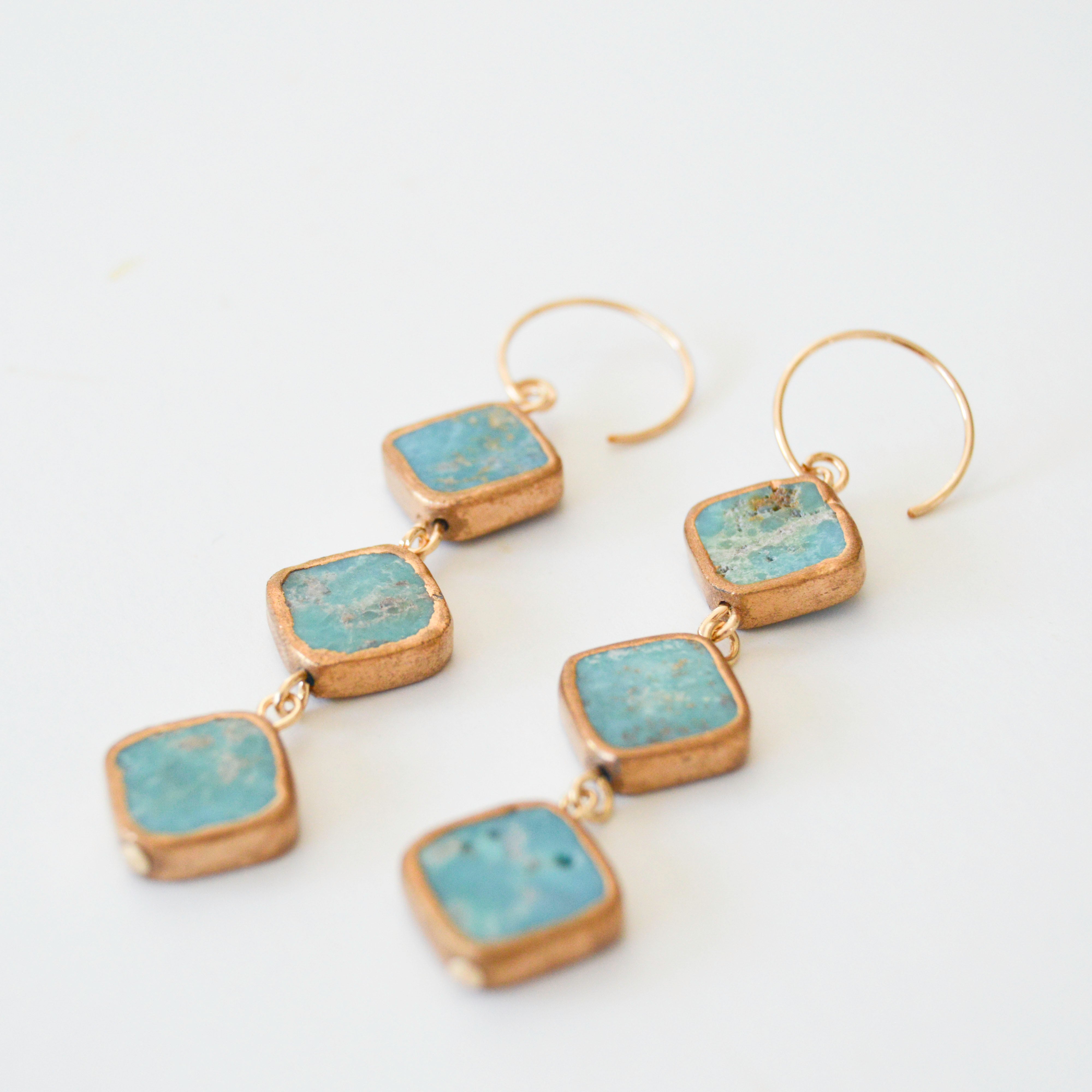 Diamond Turquoise Drop Earrings