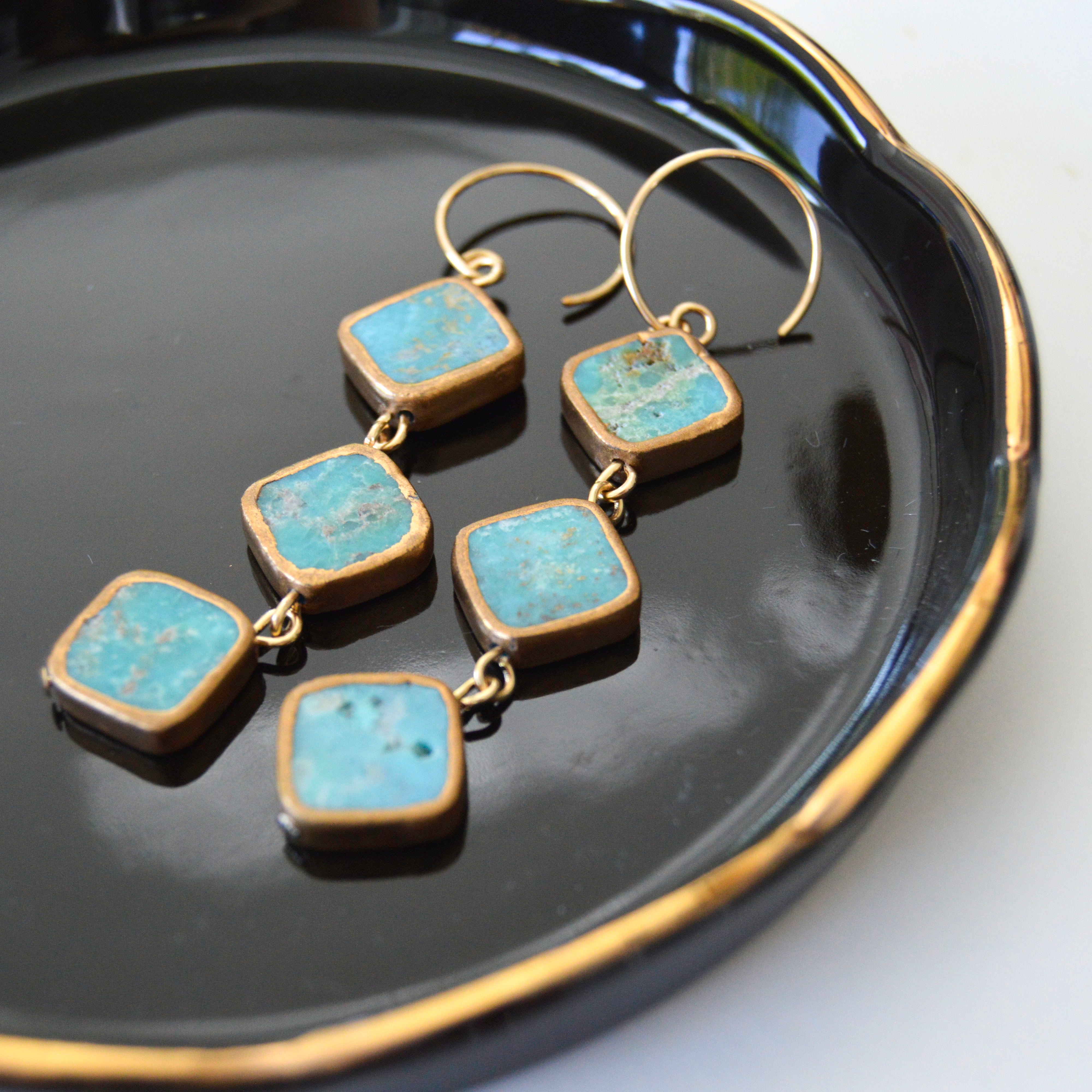 Diamond Turquoise Drop Earrings