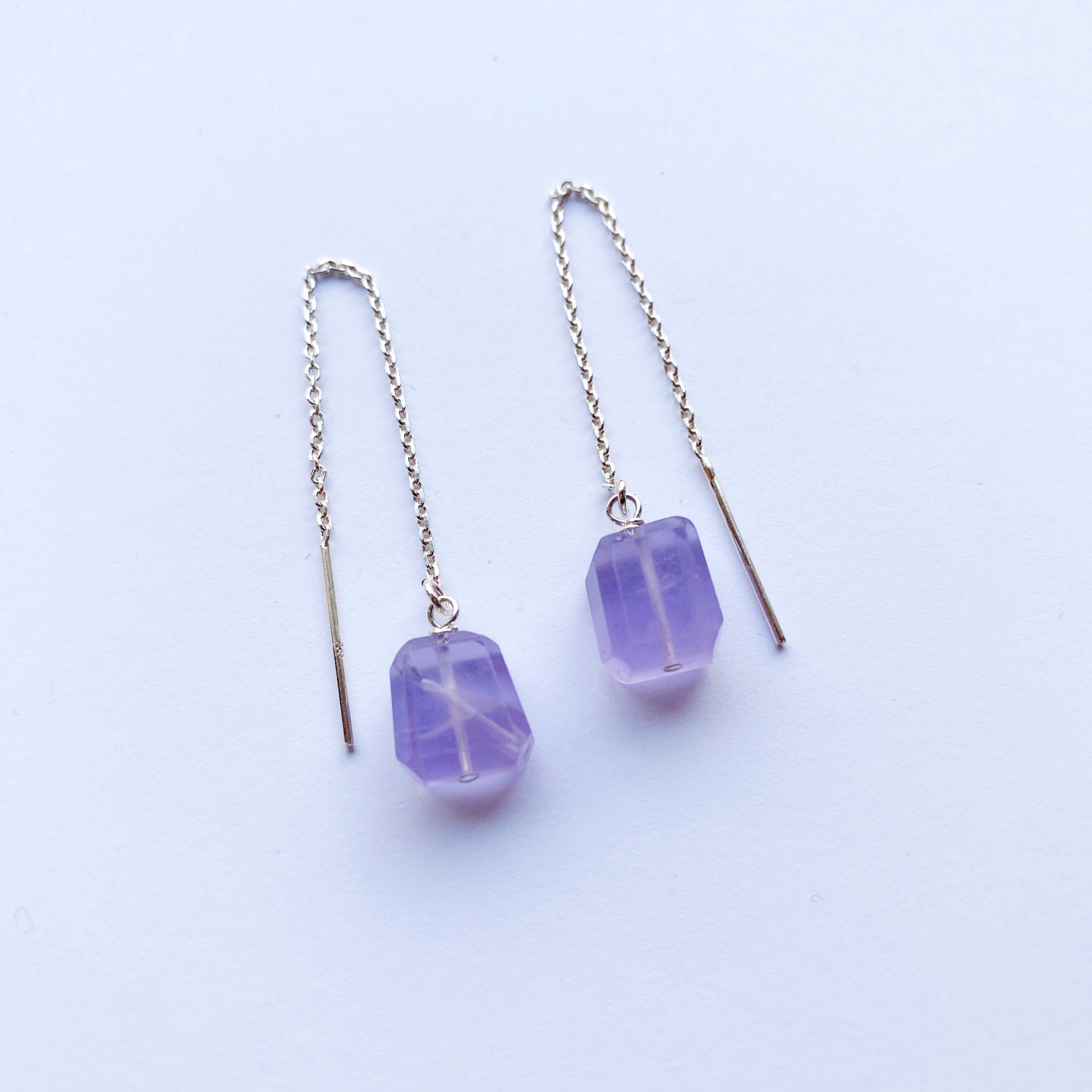 Lavender Fluorite Sterling Threaders