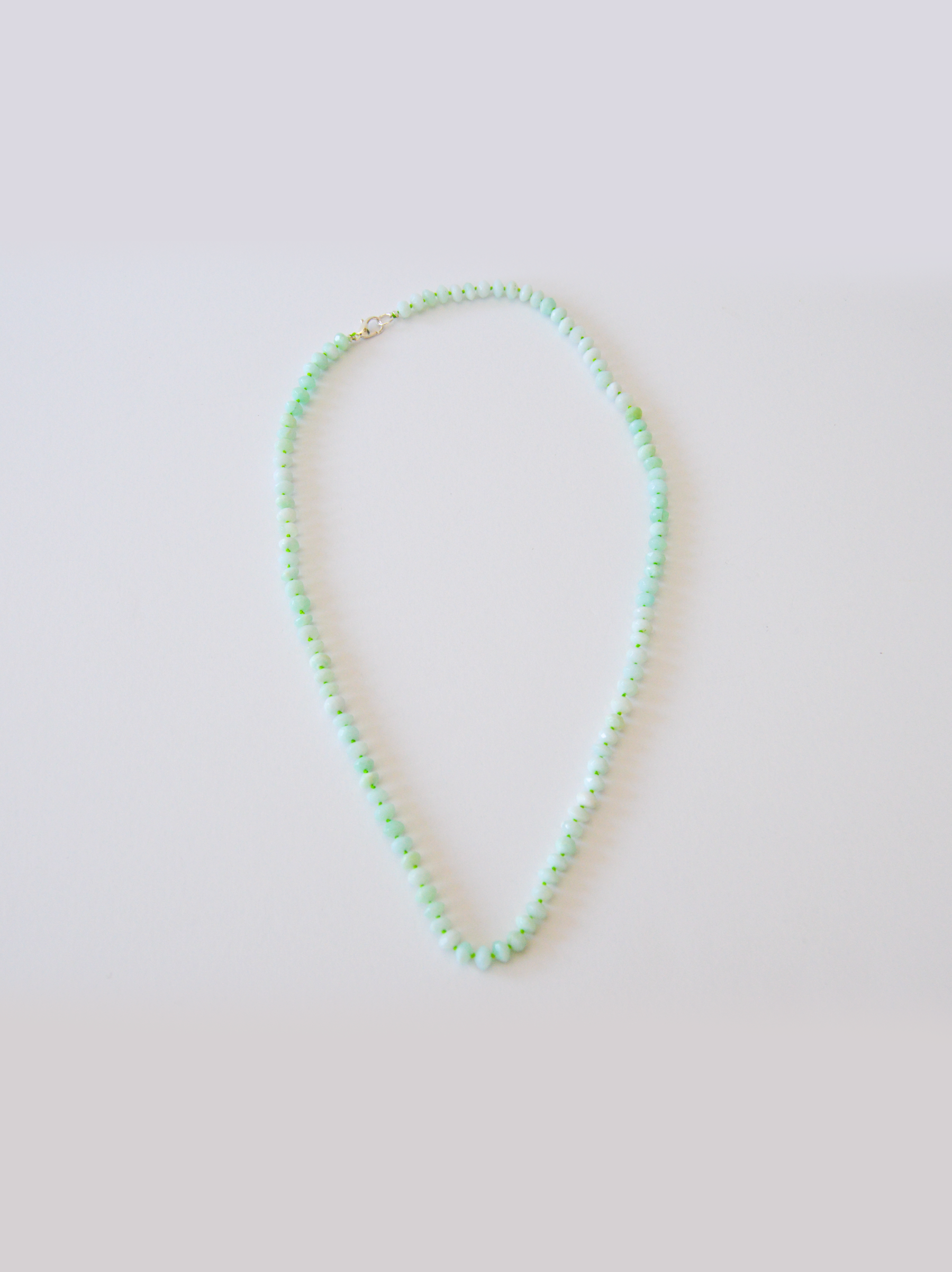 Mint Opals with Lime Green Silk Necklace