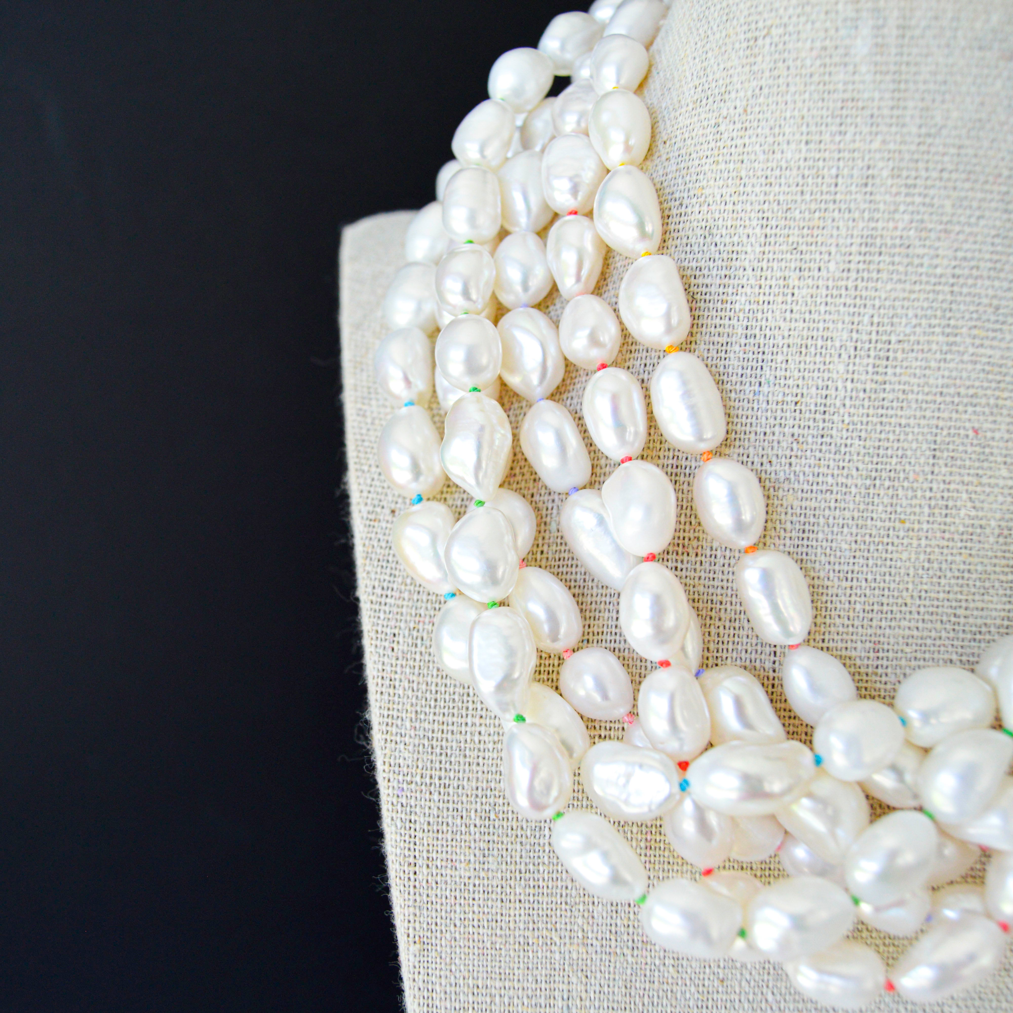 Pearls with Highlighter Enamel Clasp