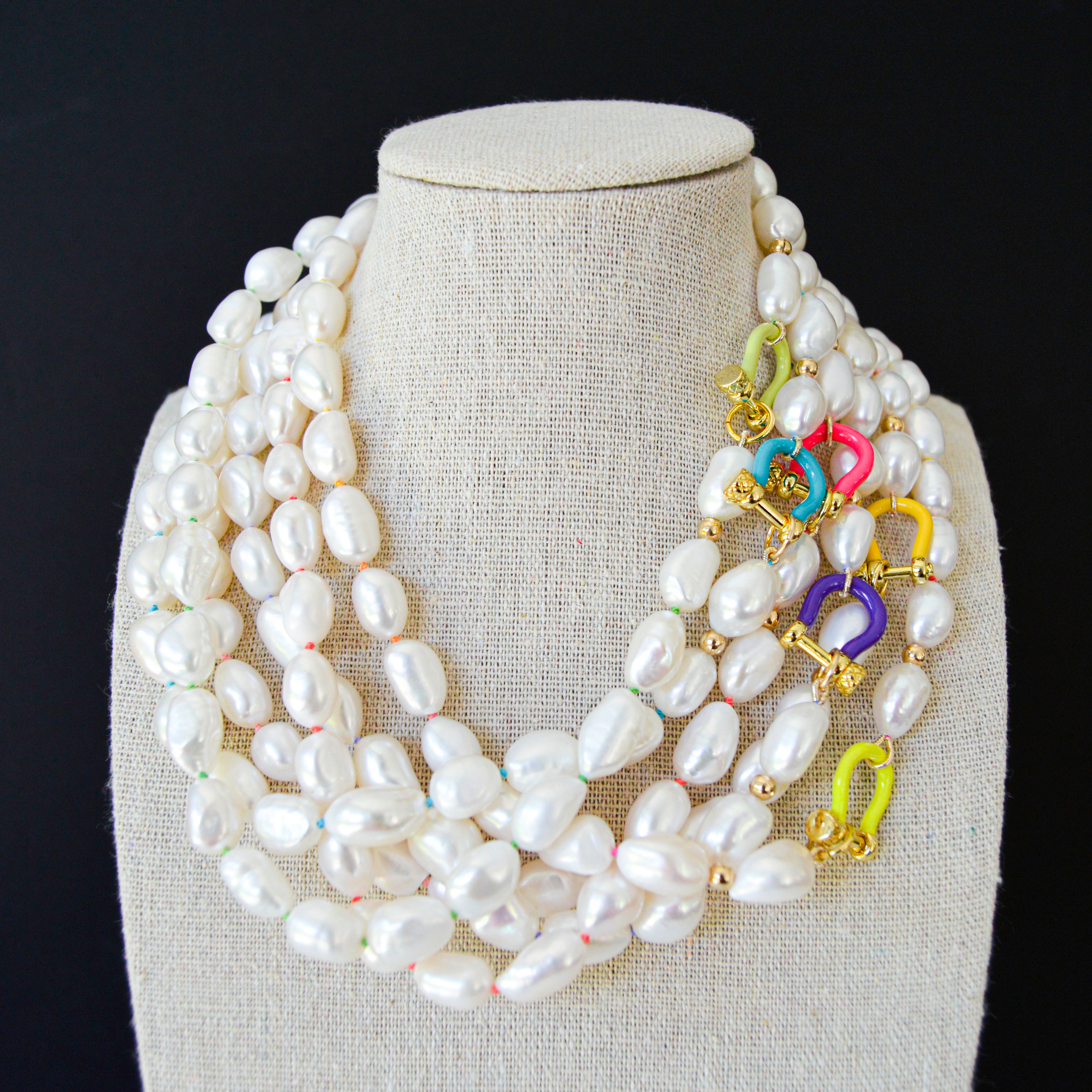 Pearls with Highlighter Enamel Clasp