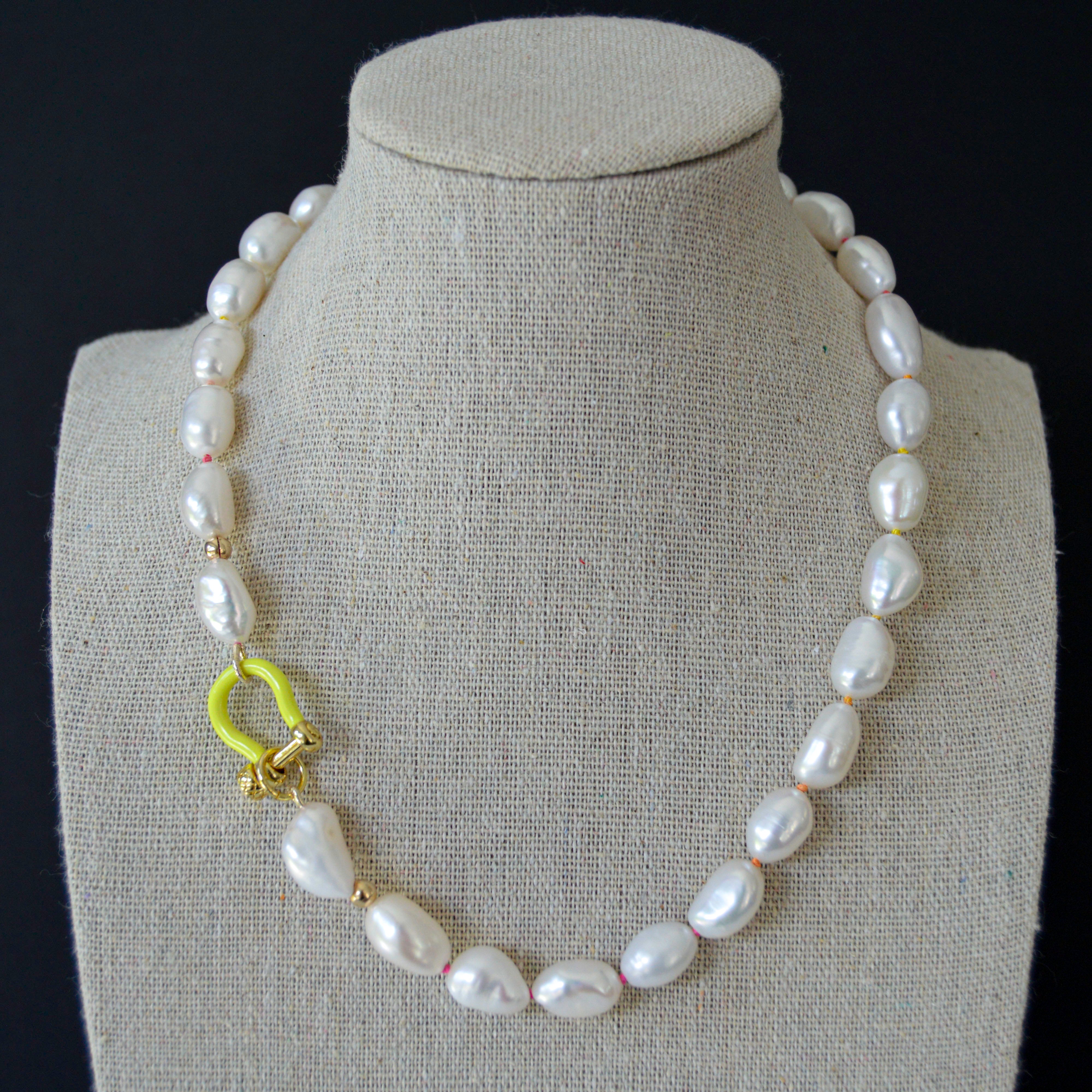 Pearls with Highlighter Enamel Clasp