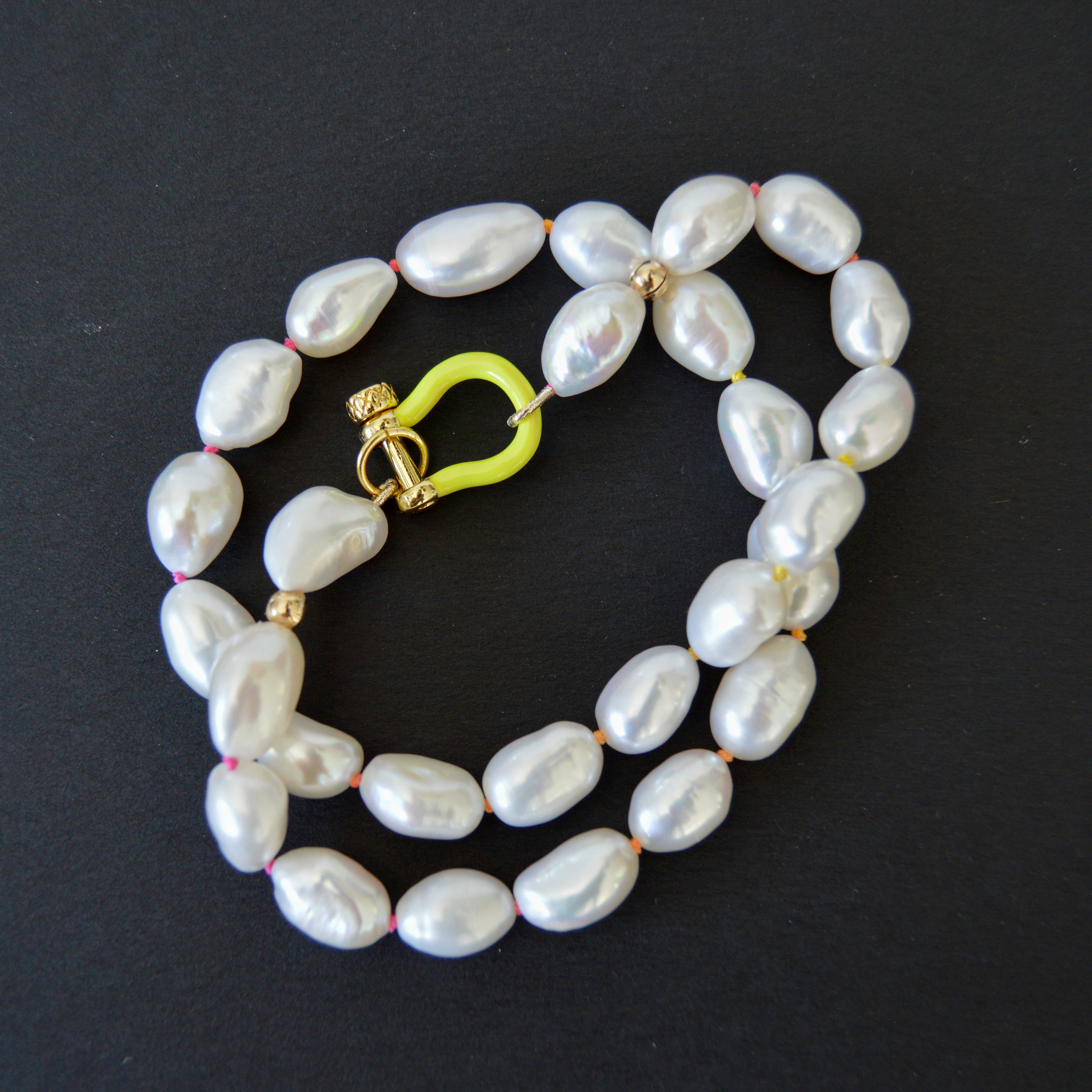 Pearls with Highlighter Enamel Clasp