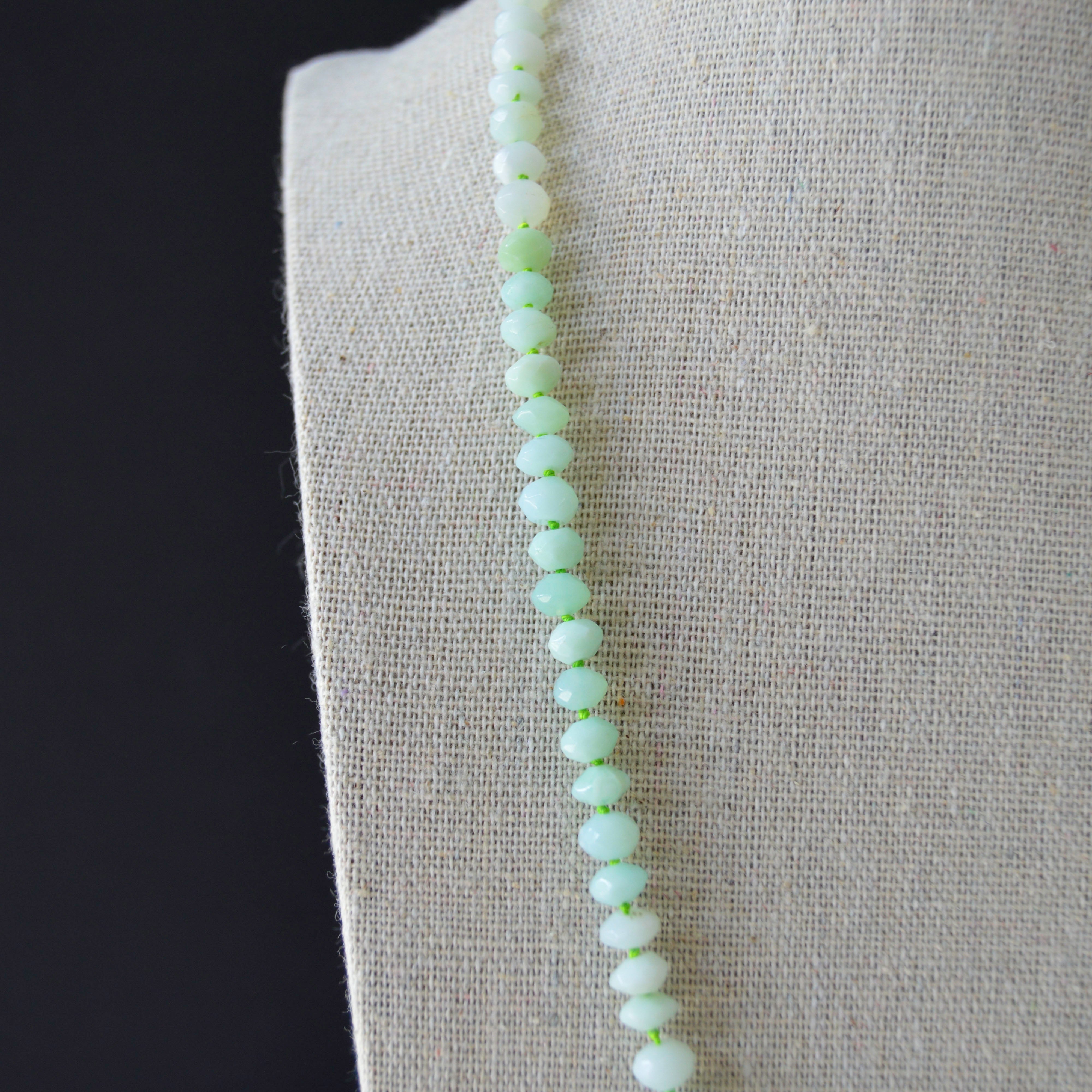 Mint Opals with Lime Green Silk Necklace