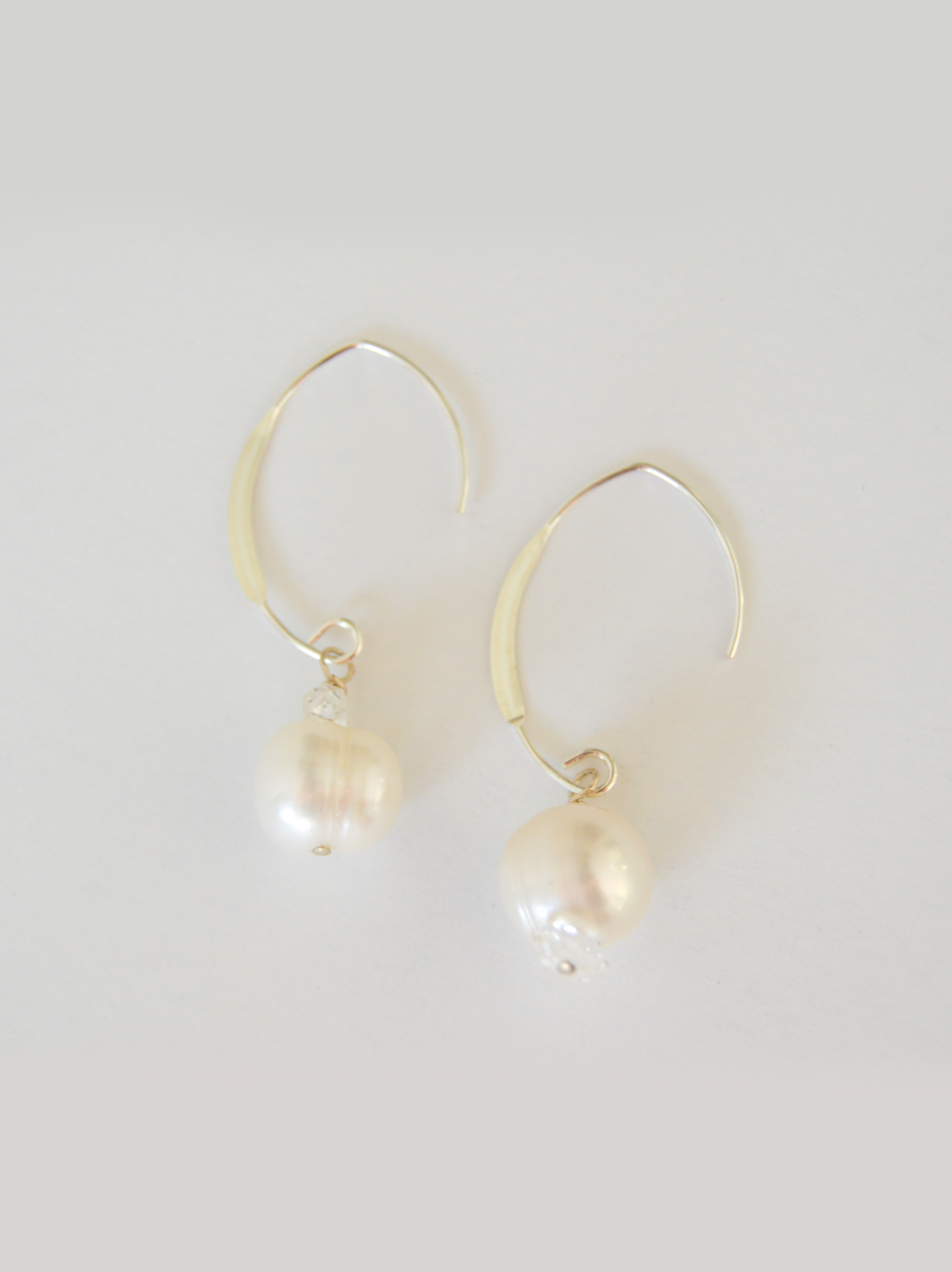 Pearl & Herkimer Diamond Sterling Silver Wire Earrings