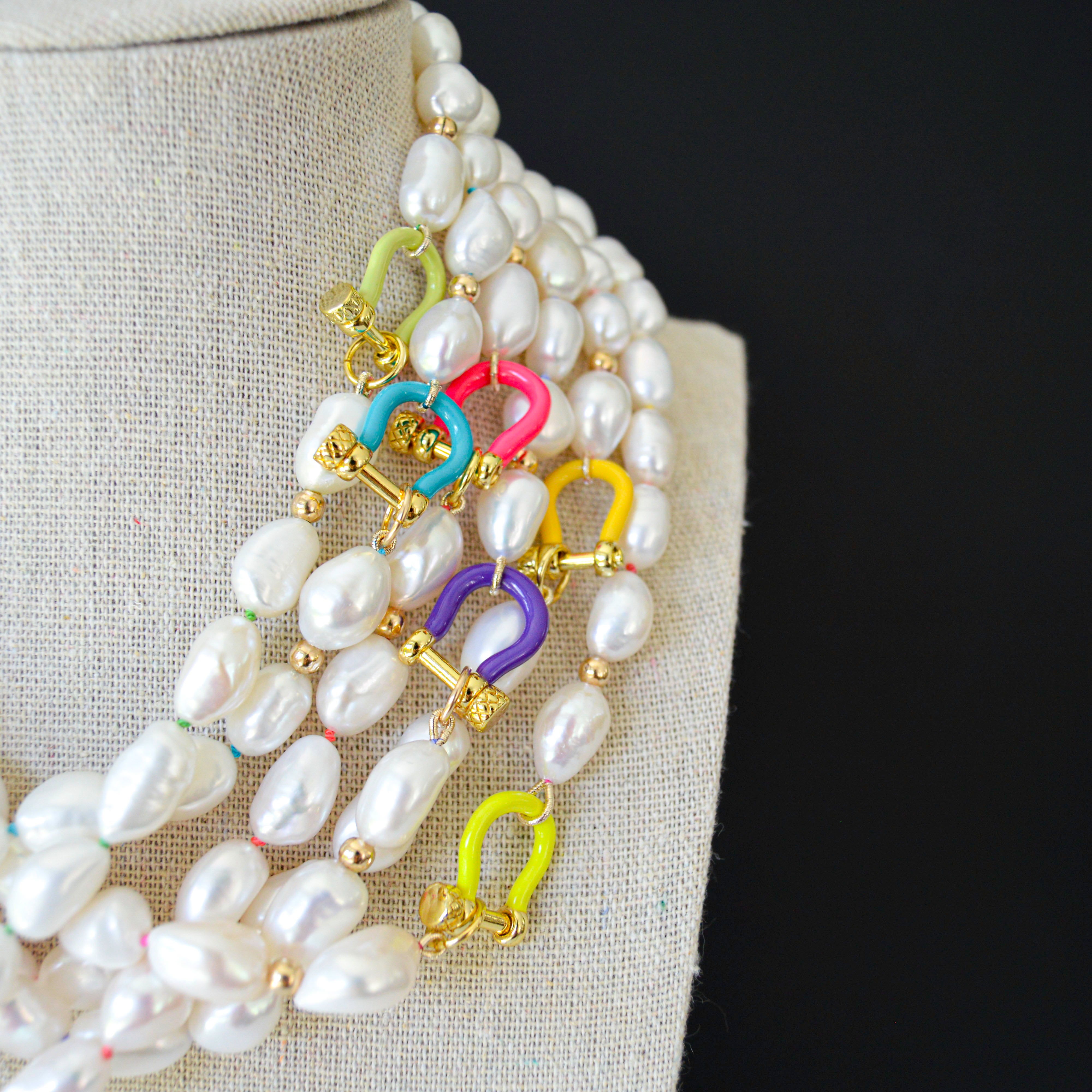 Pearls with Highlighter Enamel Clasp