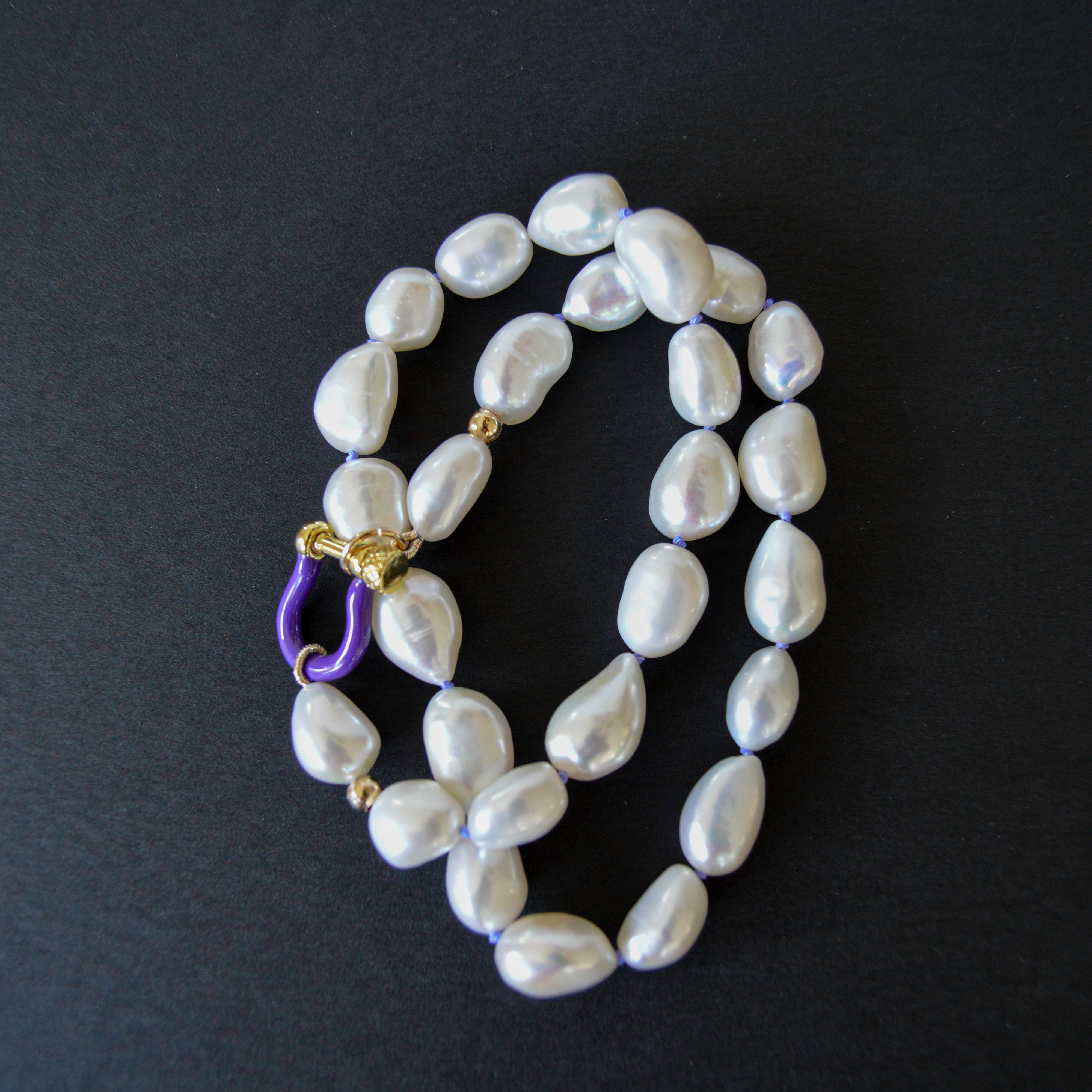 Pearls with Purple Enamel Clasp