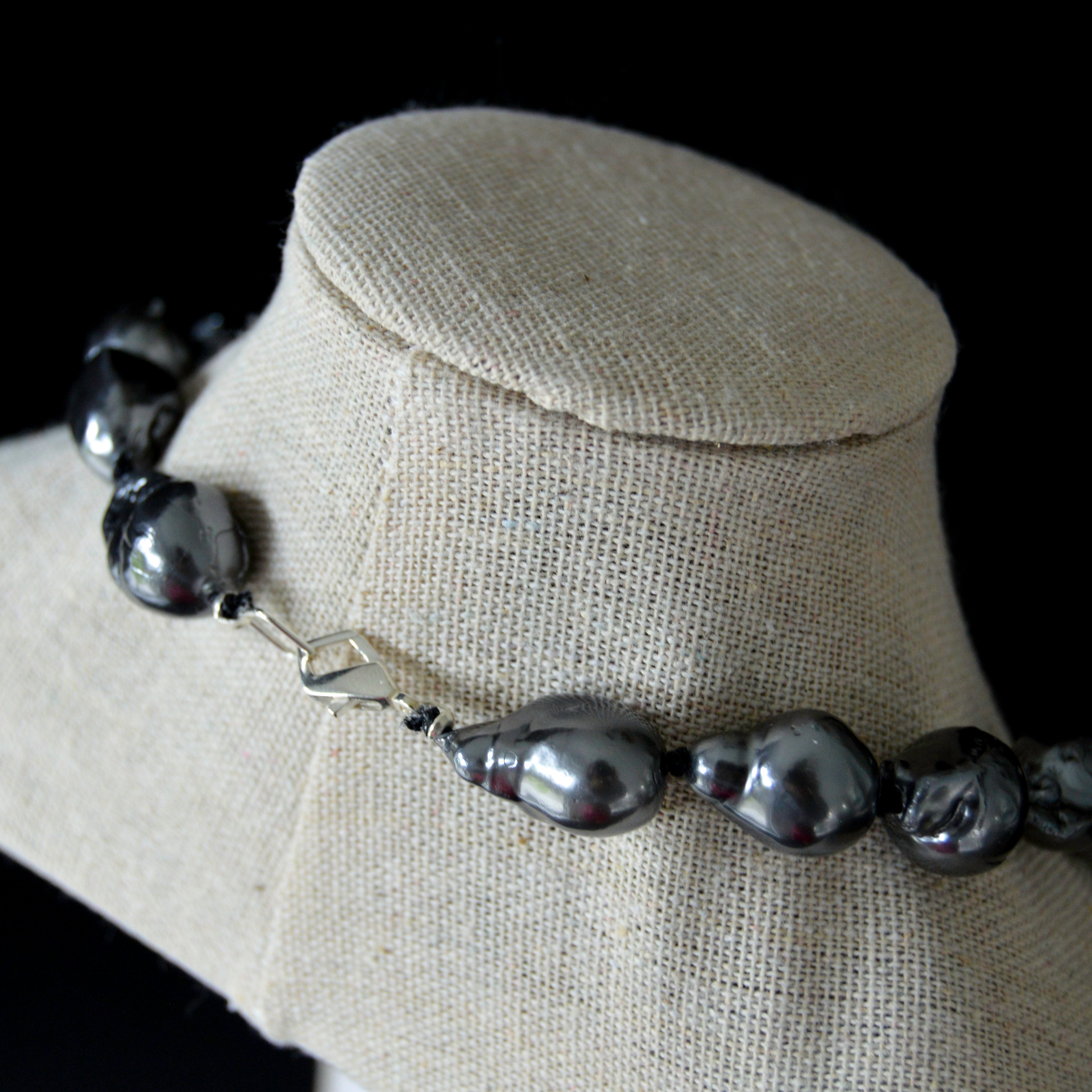 Silver Baroque Flameball Pearl Necklace