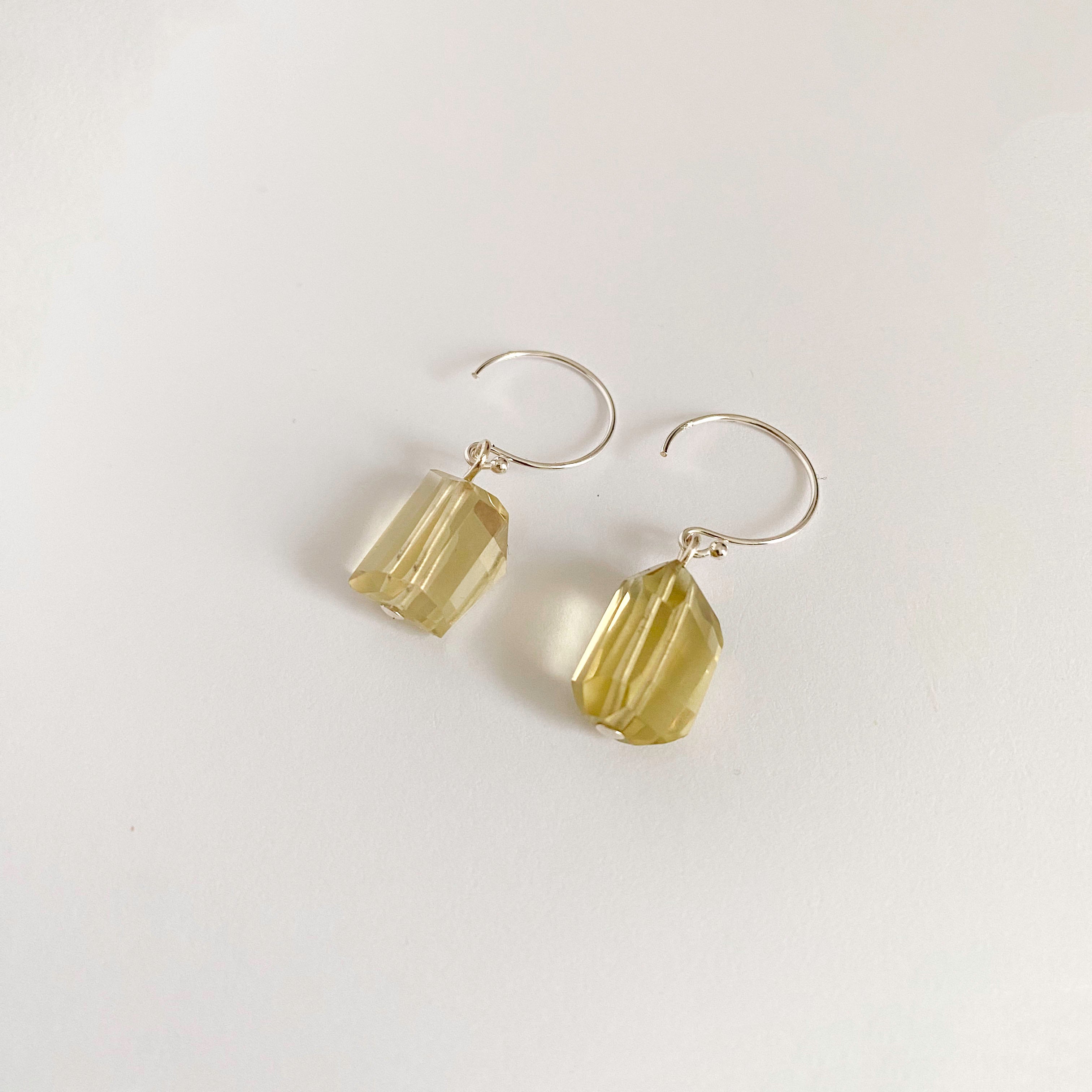 Silver Lemon Quartz Drop Earrings