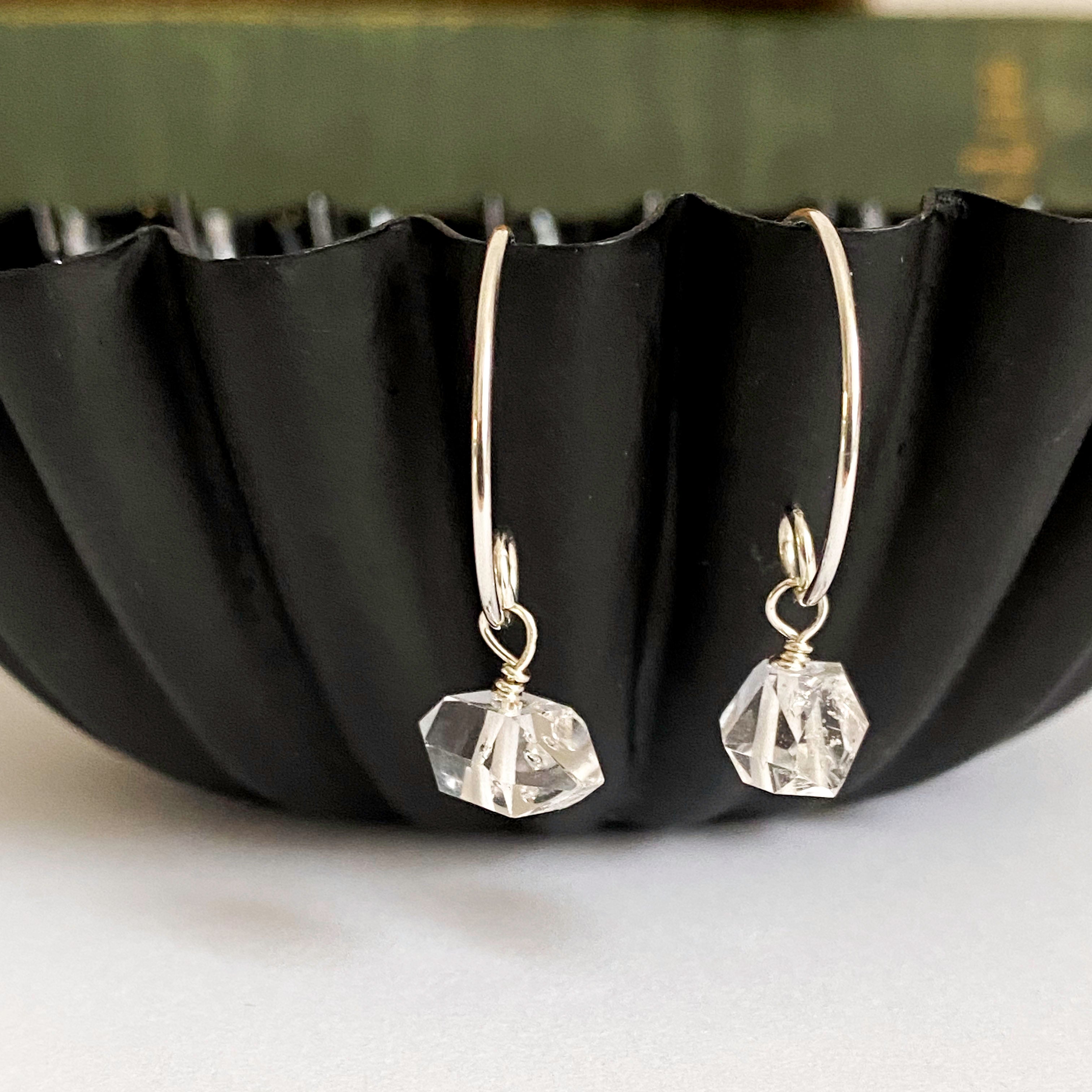 Simple Silver Herkimer Diamond Earrings