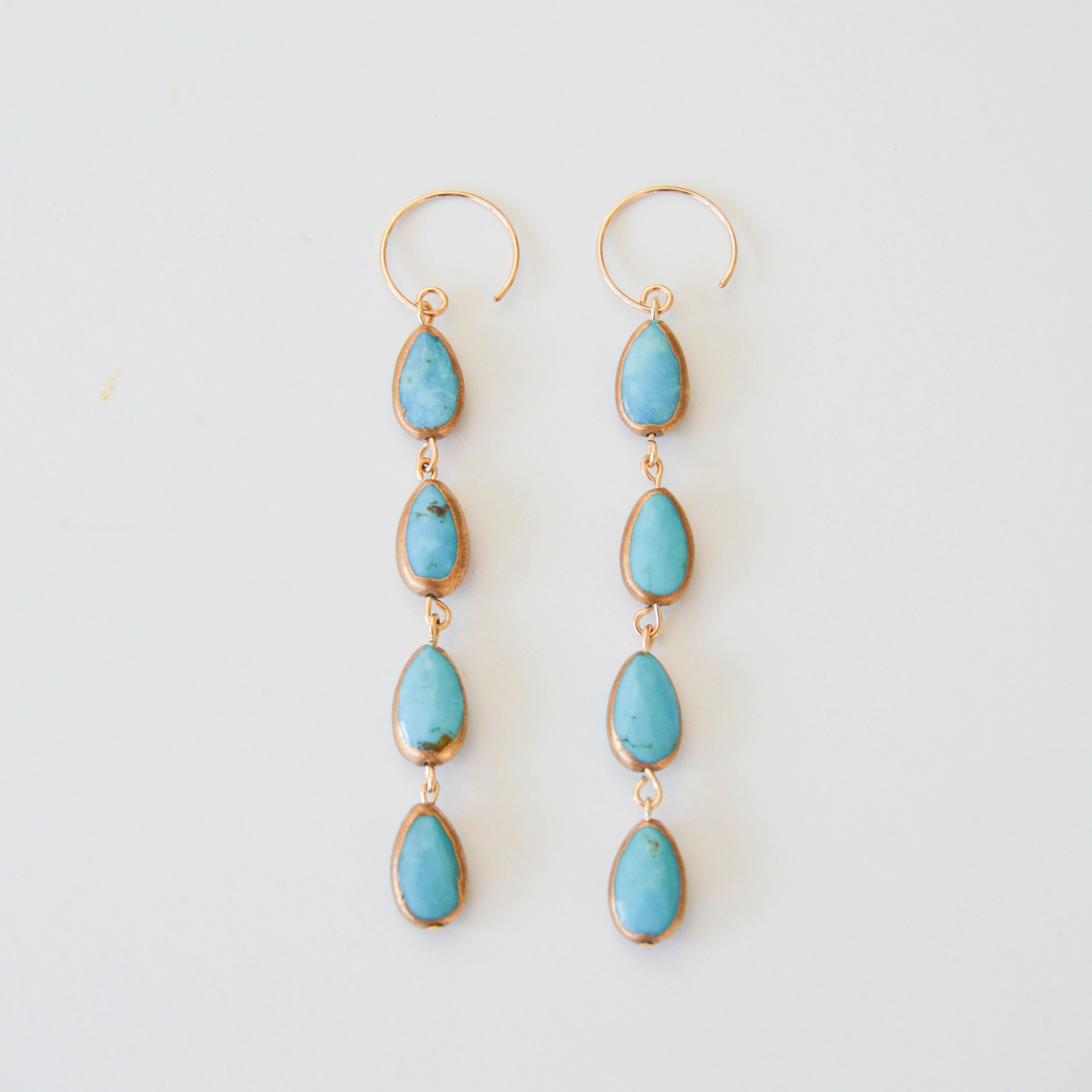 Blue Turquoise Gold Earrings