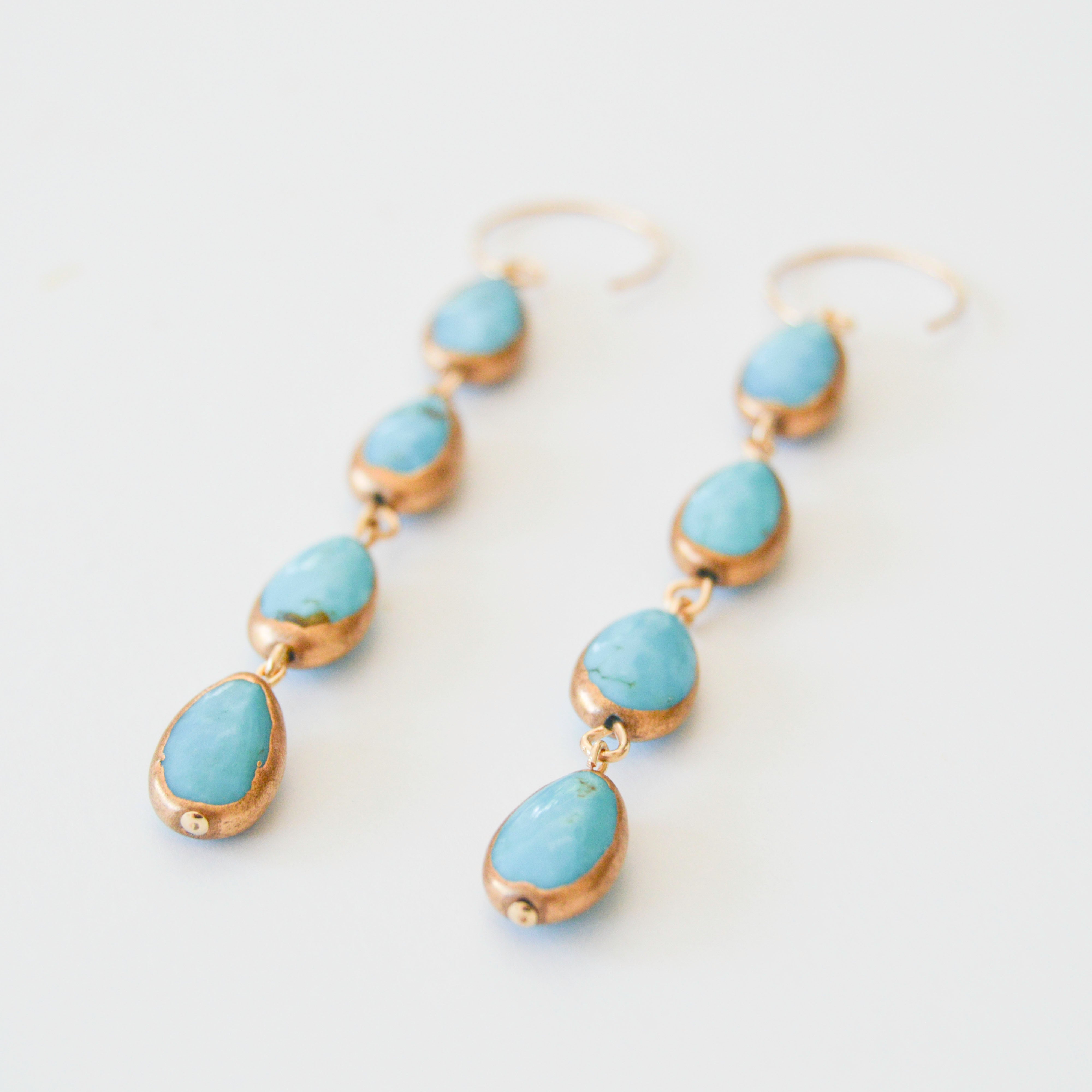 Blue Turquoise Gold Earrings