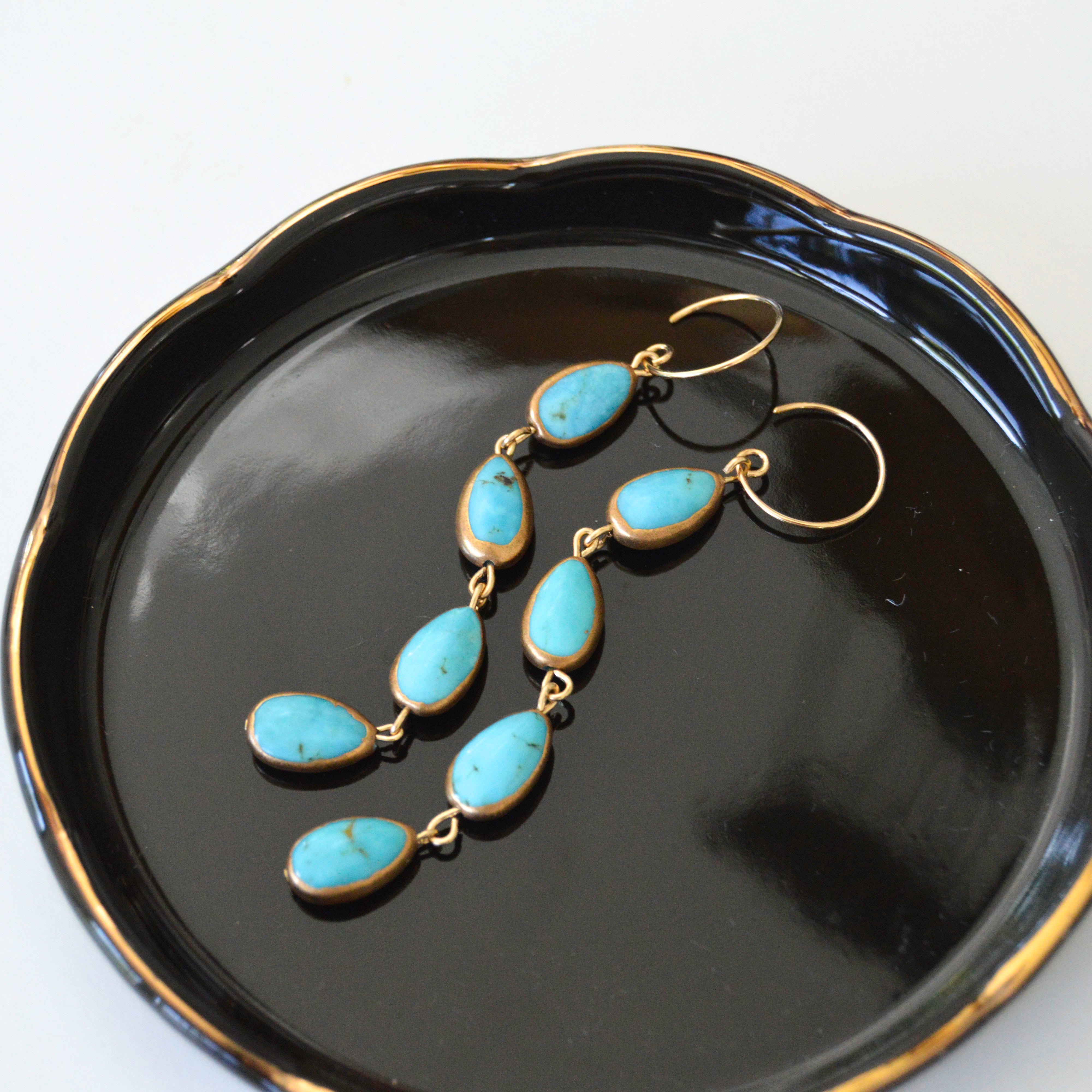 Blue Turquoise Gold Earrings