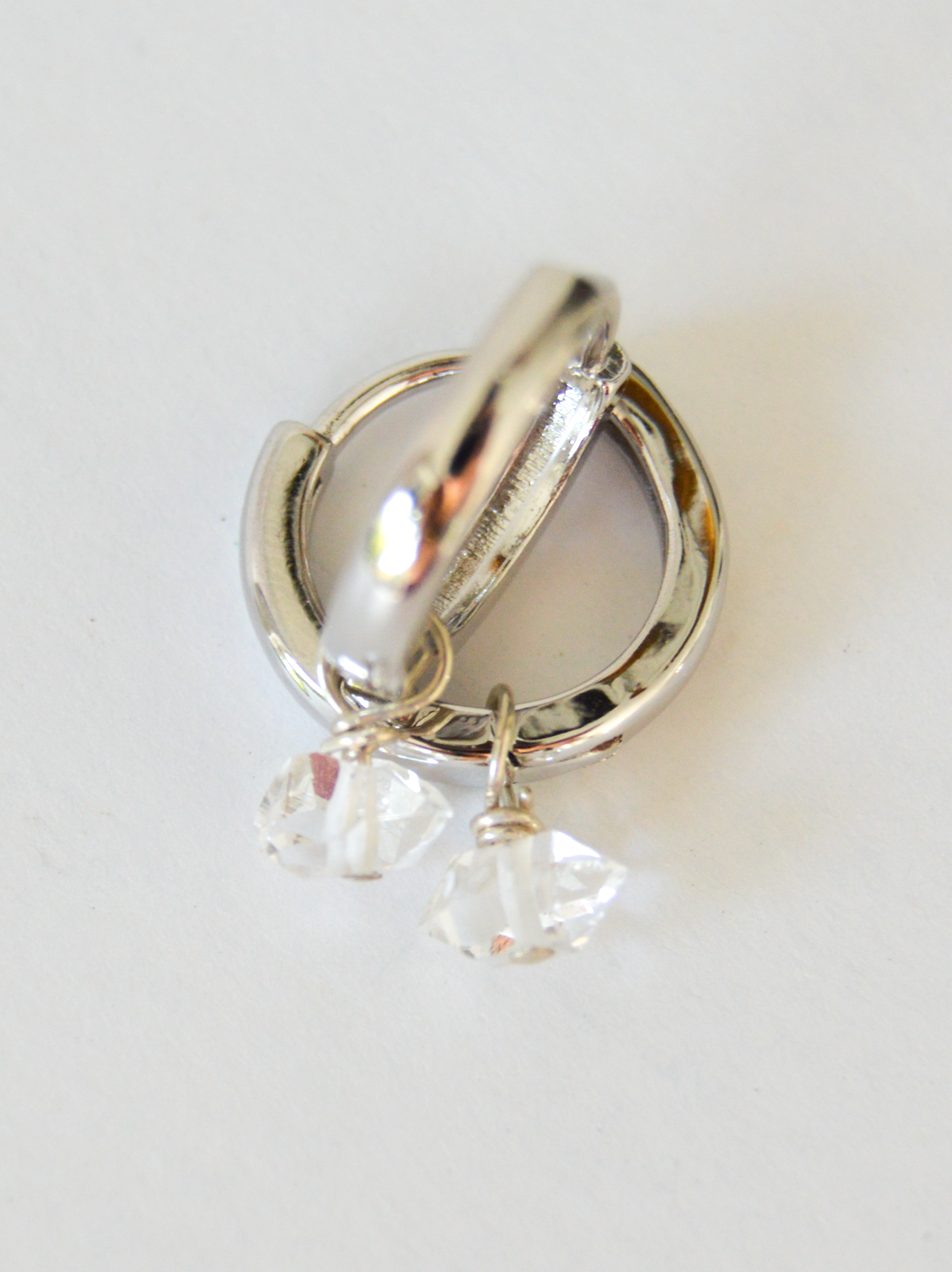 White Gold Herkimer Diamond Huggies