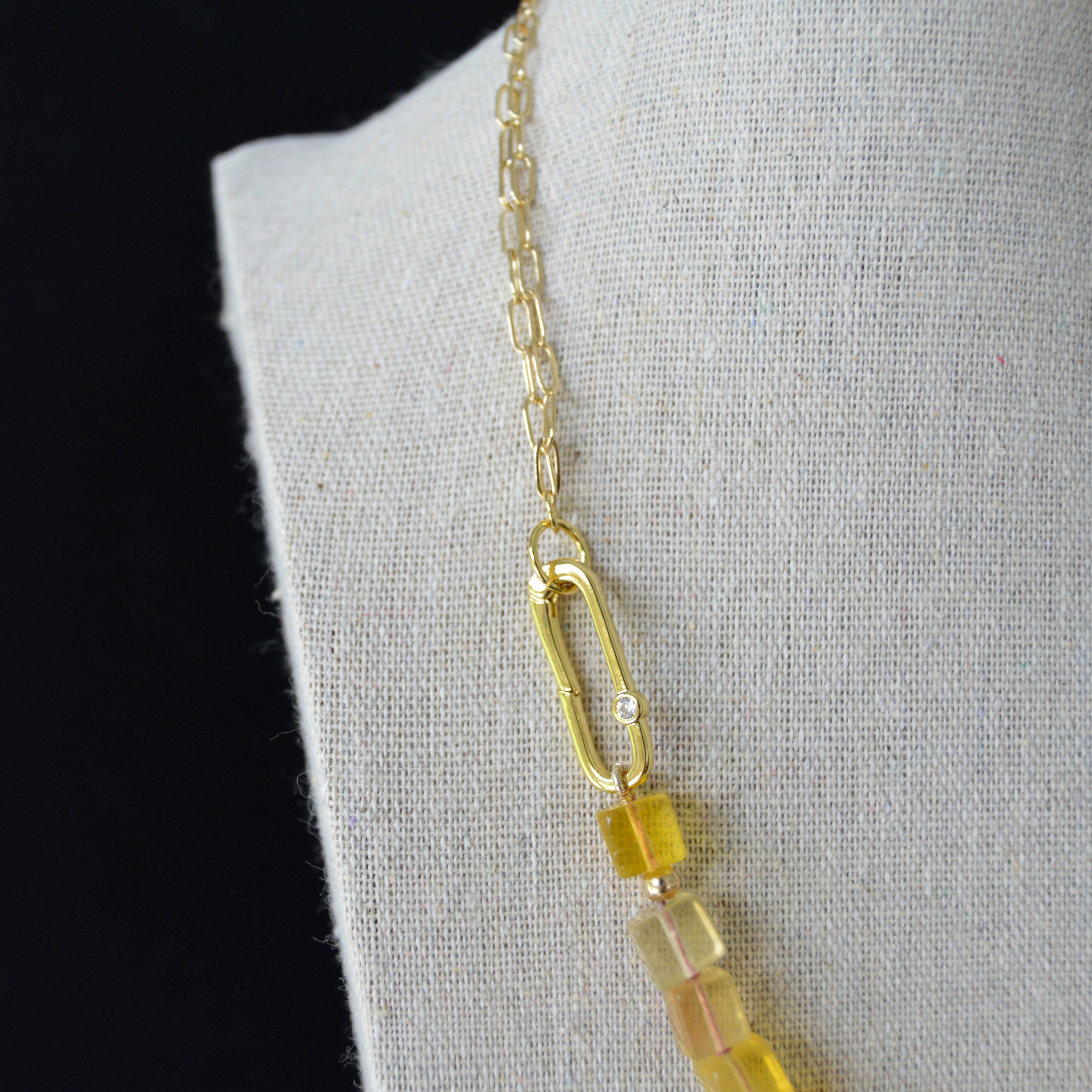 Yellow Fluorite Cube Necklace