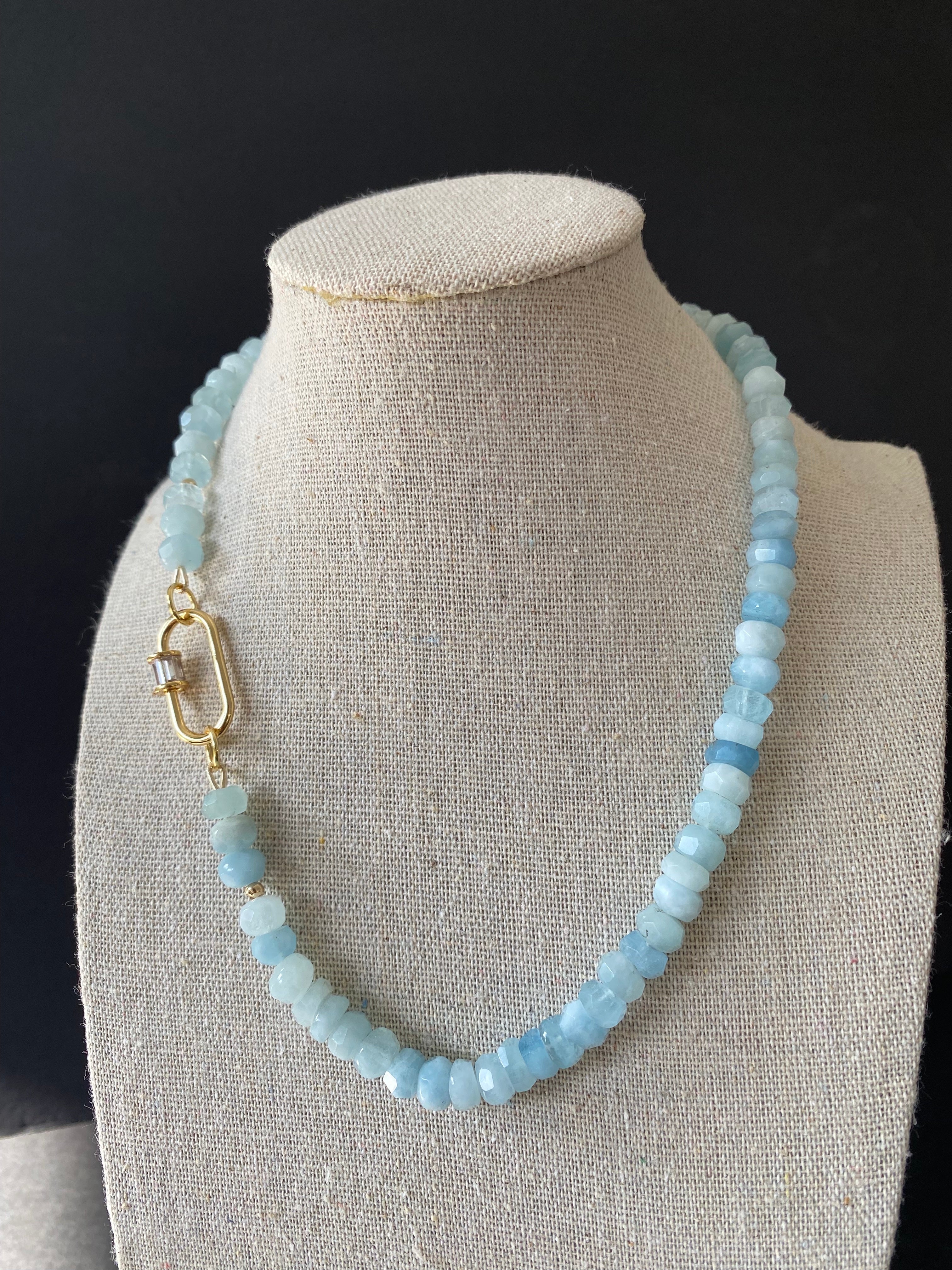 Chunky Aquamarine and Gold Necklace