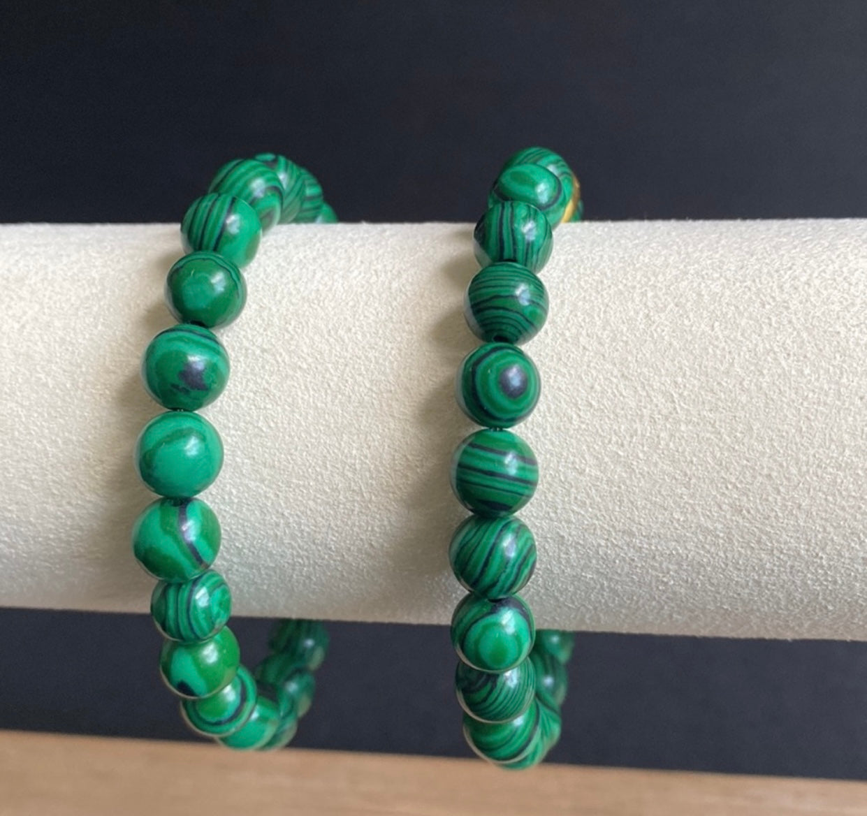 Malachite and Gold Skull Bracelet