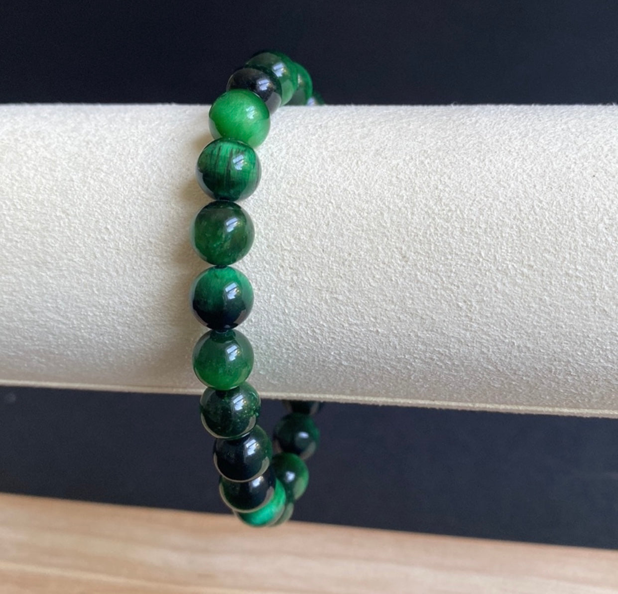 Green Tigers Eye Skull Bracelet