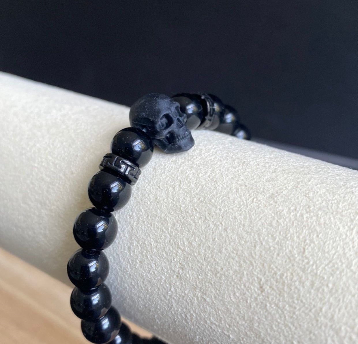 Polished Onyx Skull Bracelet