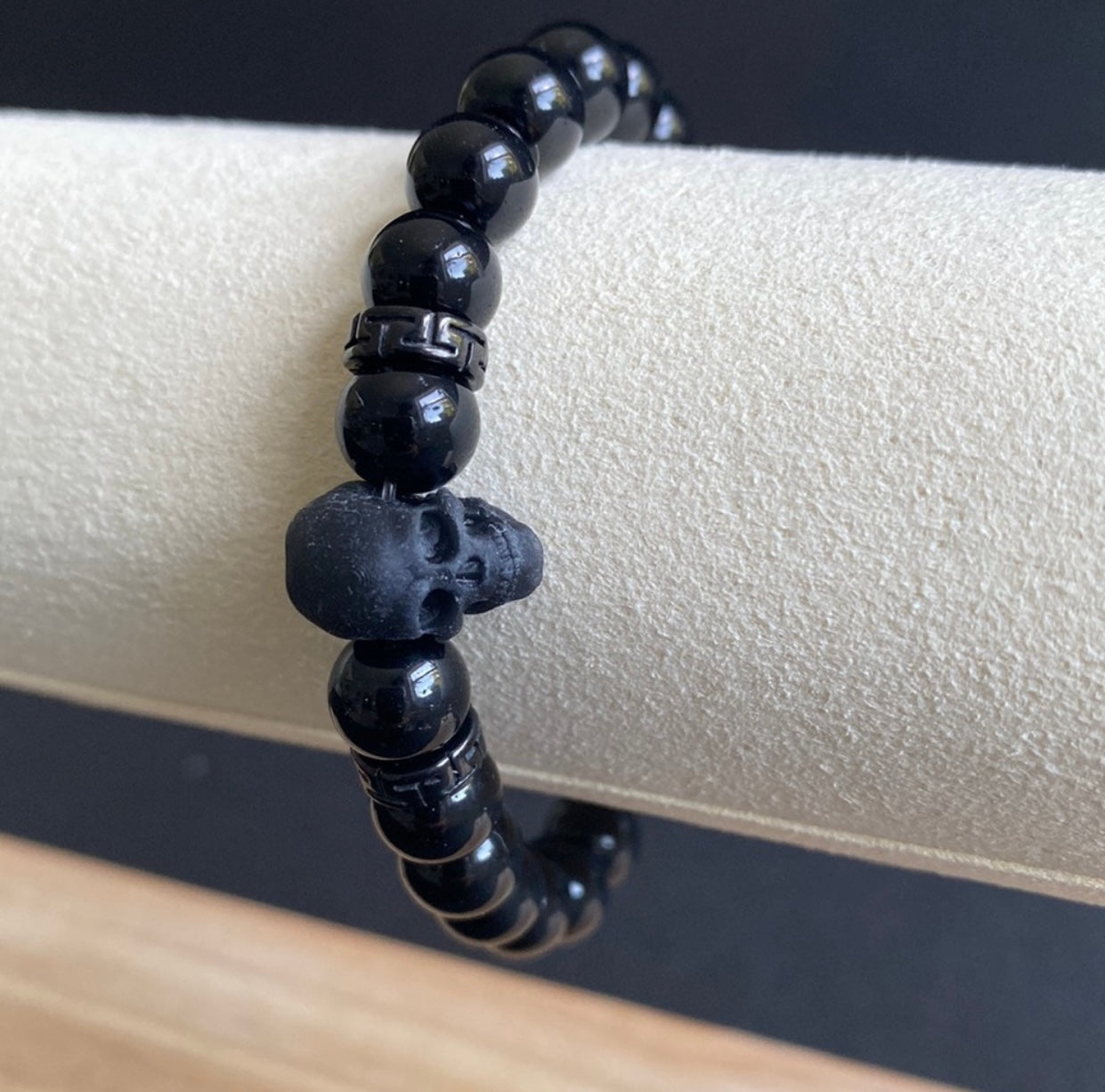 Polished Onyx Skull Bracelet