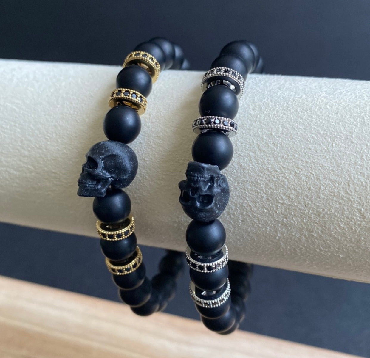 Onyx Black Skull Bracelet