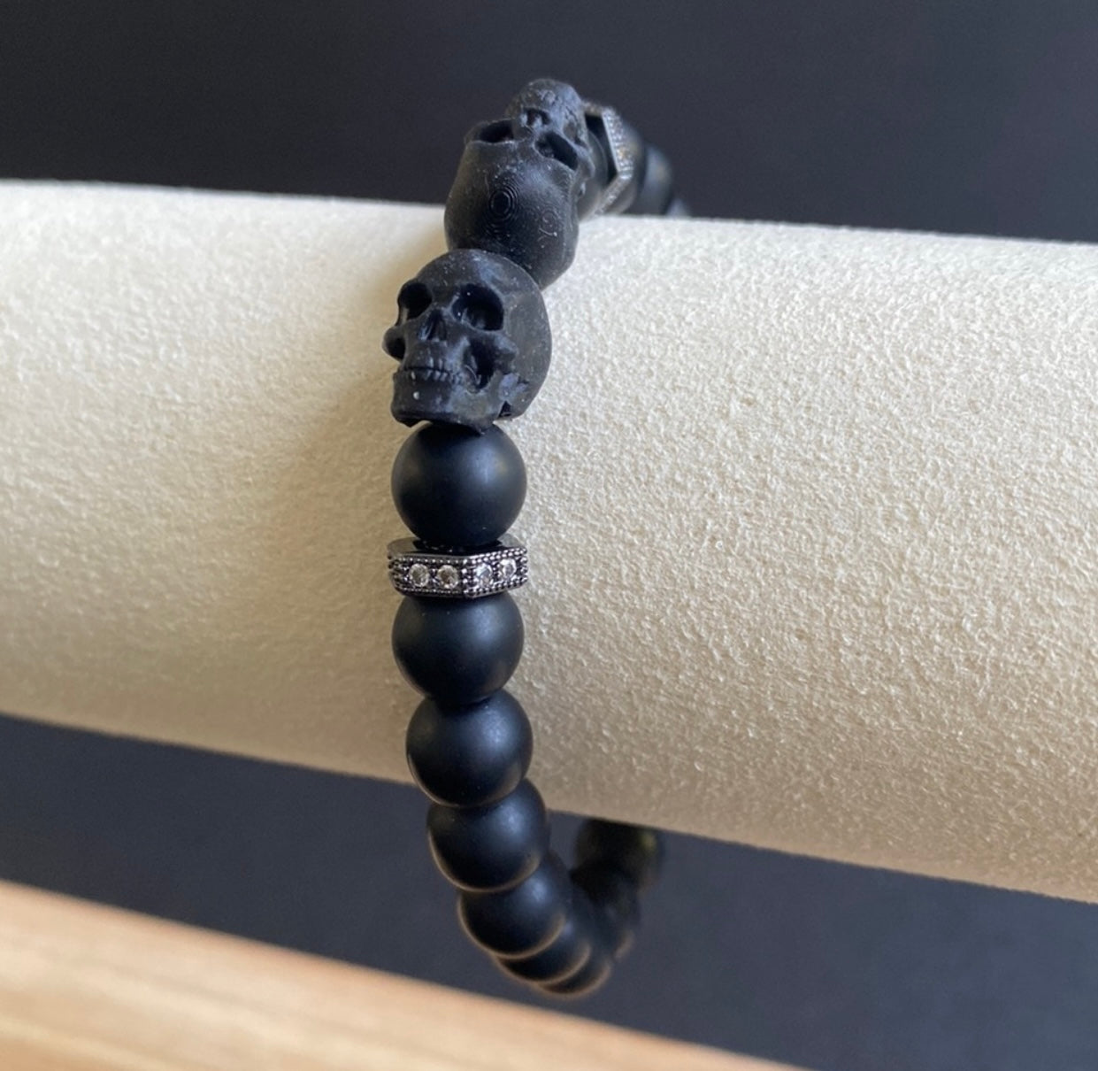 Onyx Double Skull Bracelet