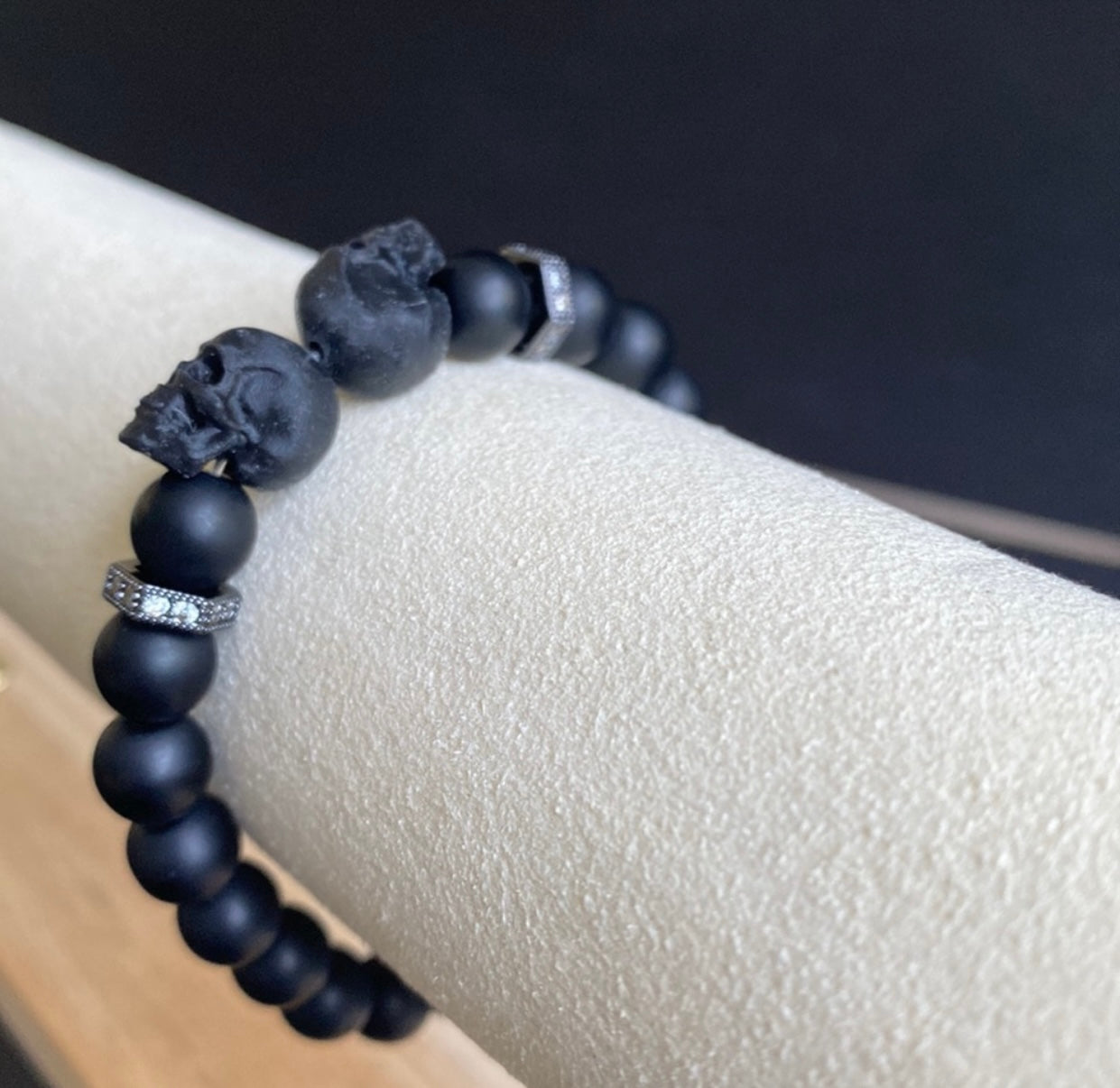 Onyx Double Skull Bracelet