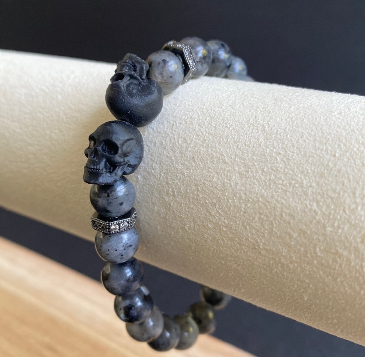 Labradorite Skull Bracelet