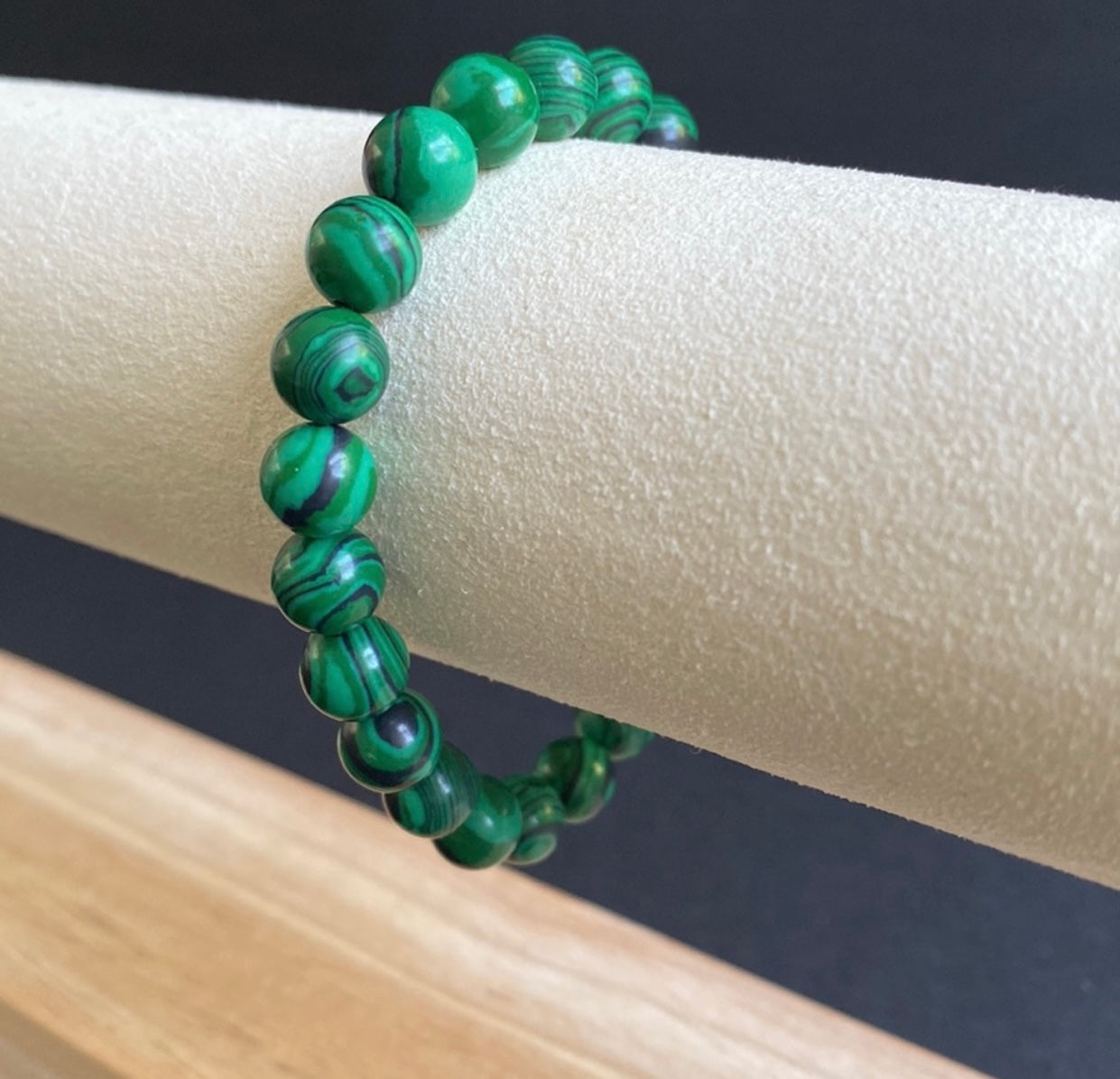 Malachite and CZ Double Skull Bracelet