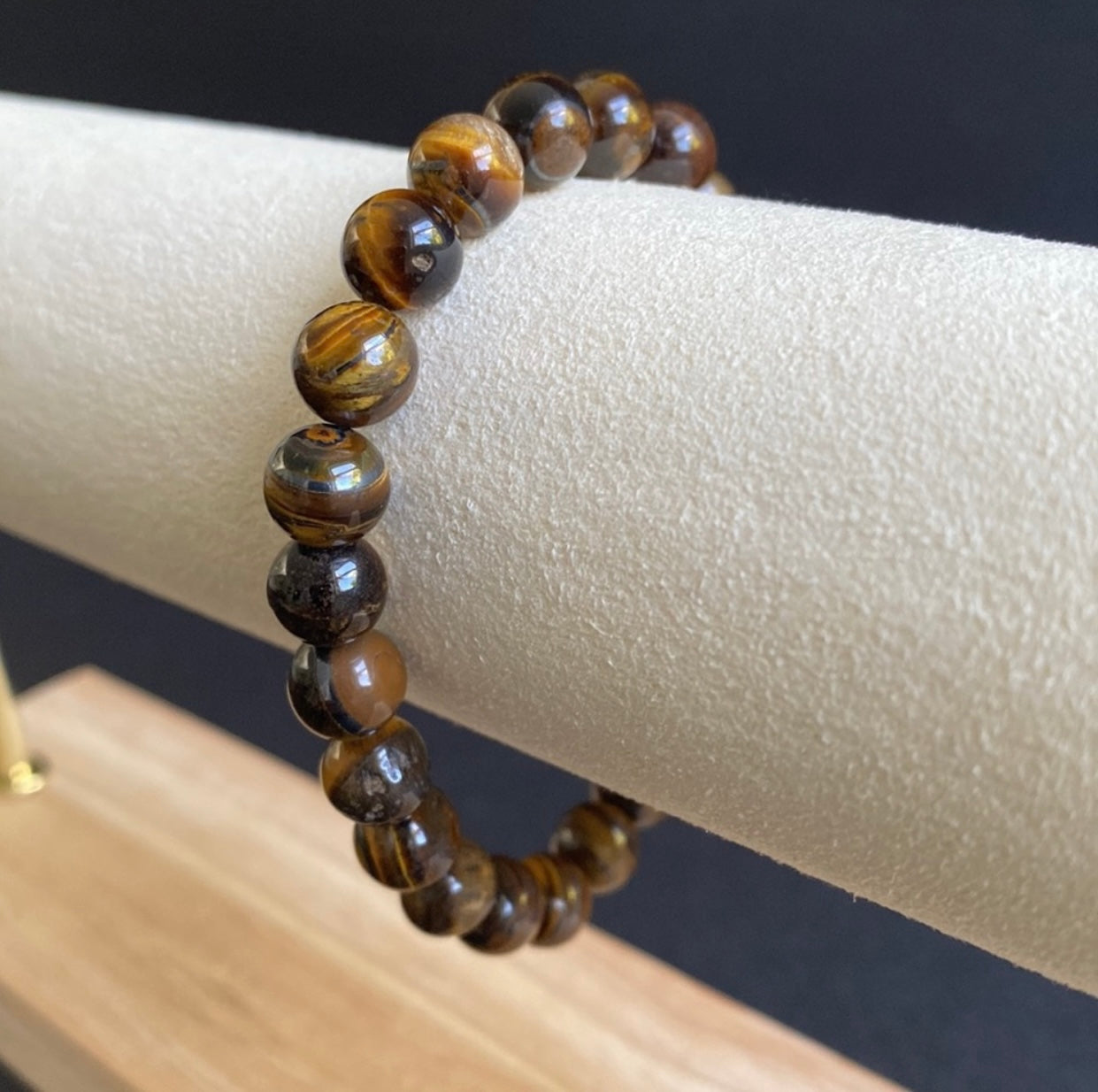 Tigers Eye and Gold Skull Bracelet