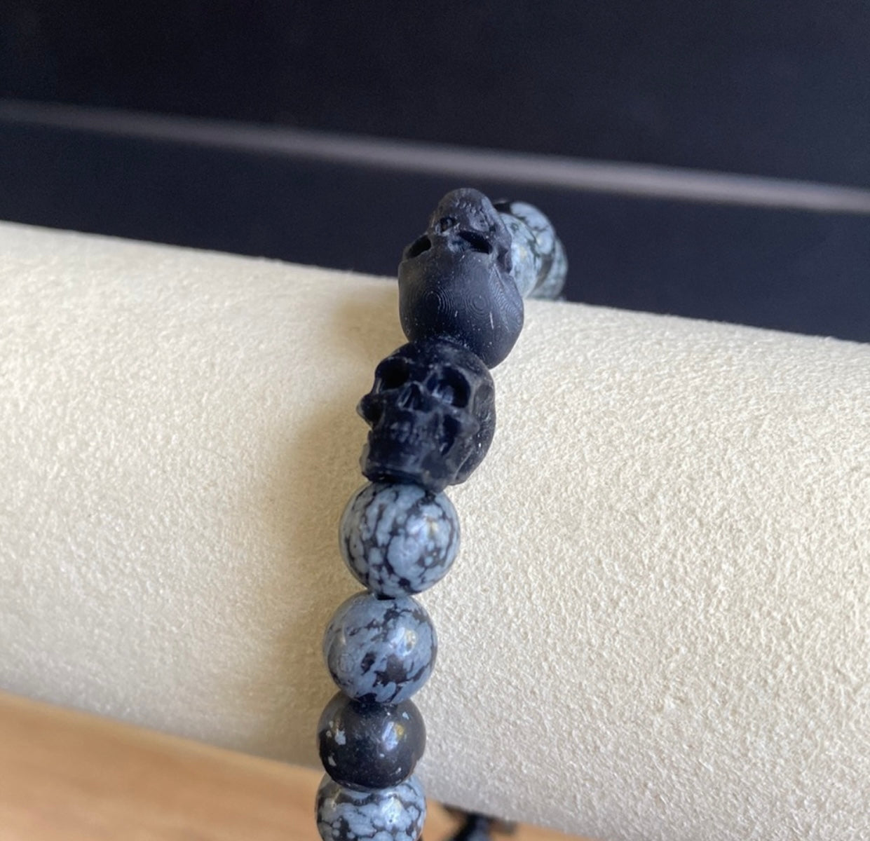 XL Snowflake Obsidian Skull Bracelet