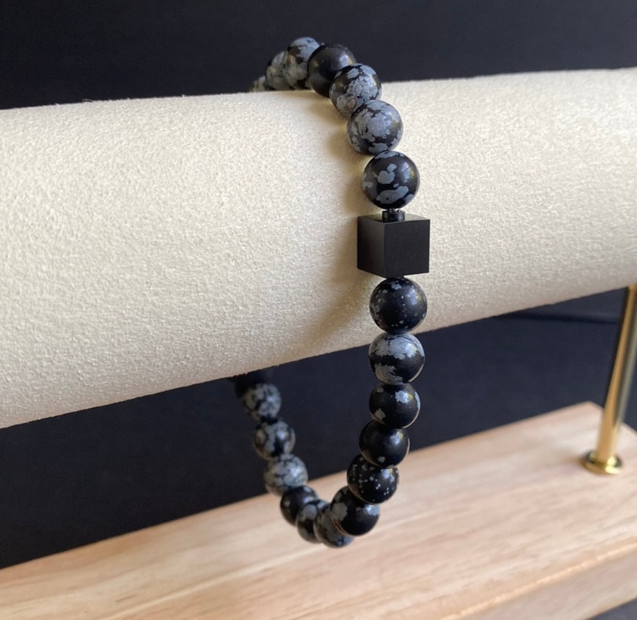 XL Snowflake Obsidian Skull Bracelet