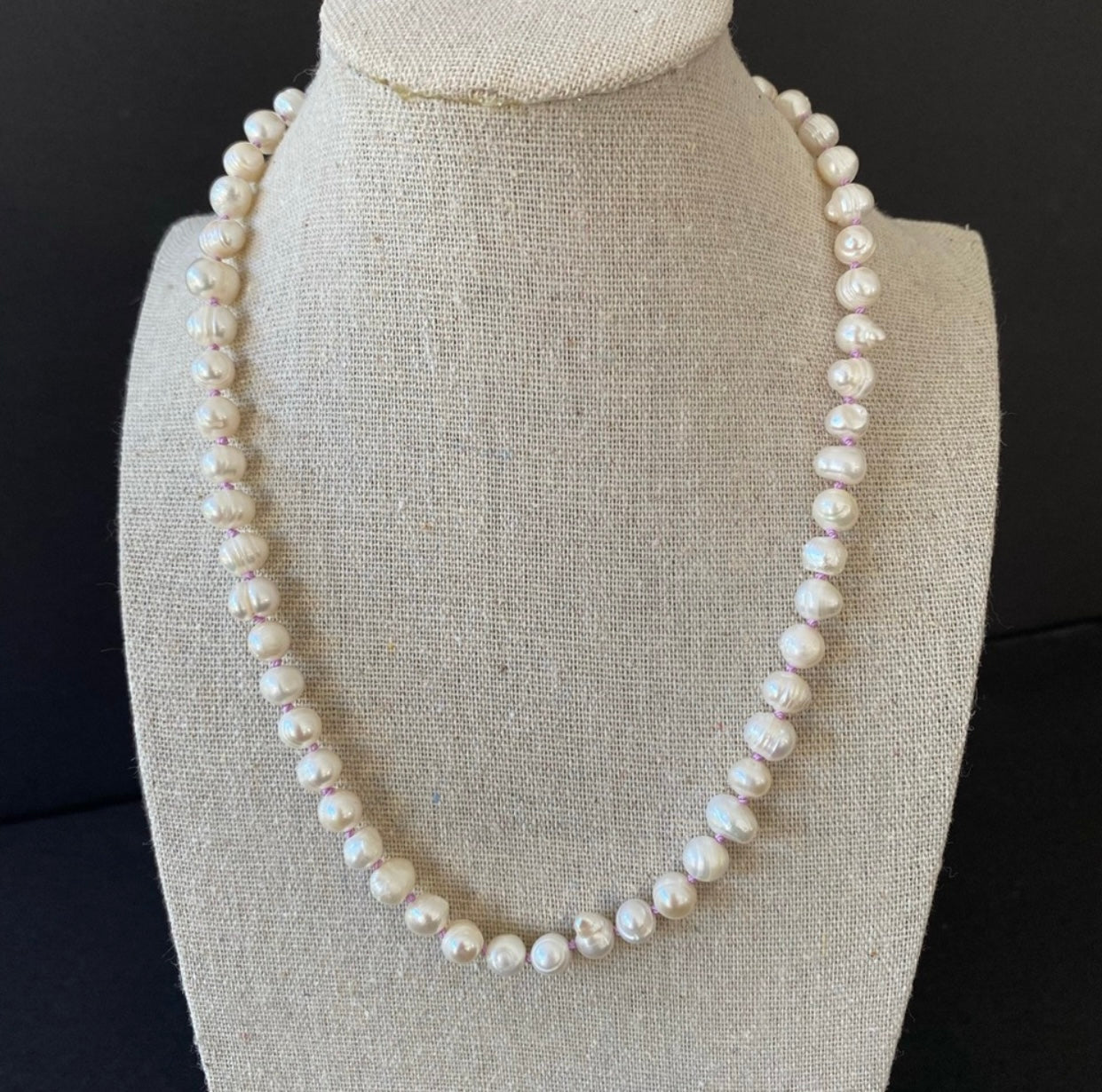 Lilac Knotted Freshwater Pearl Necklace