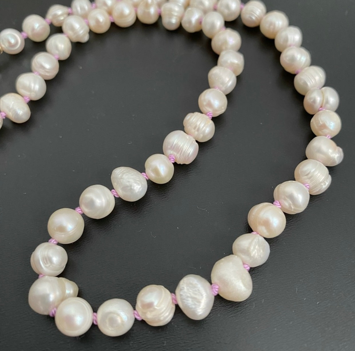 Lilac Knotted Freshwater Pearl Necklace