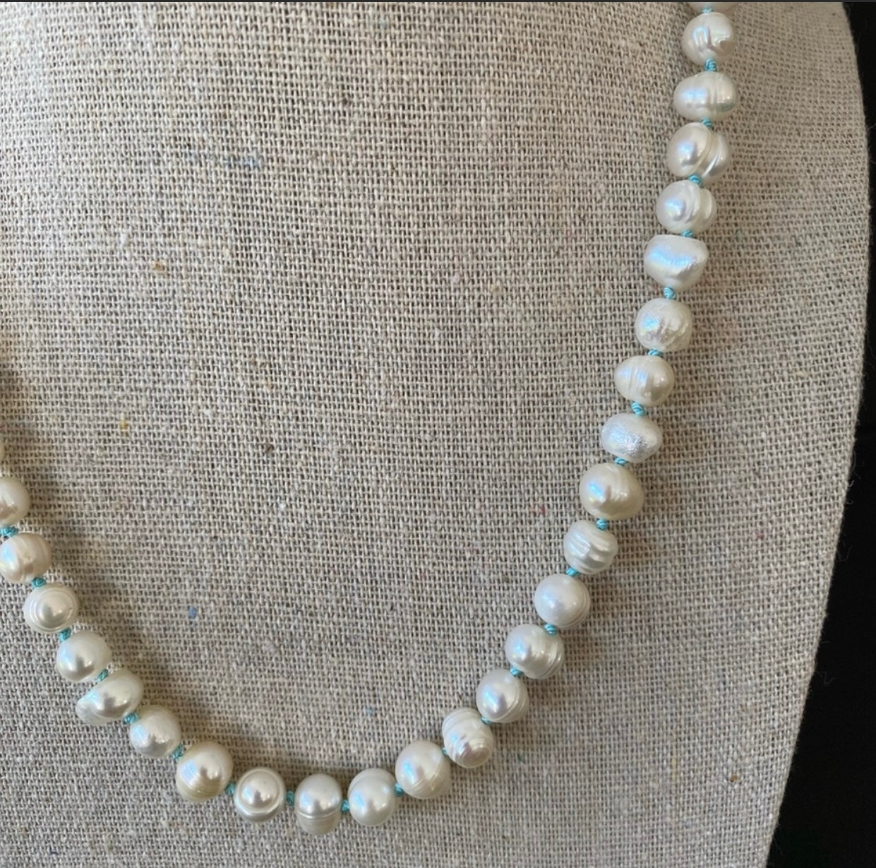 Baby Blue Knotted Freshwater Pearl Necklace