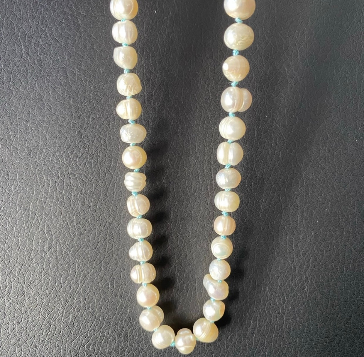 Baby Blue Knotted Freshwater Pearl Necklace