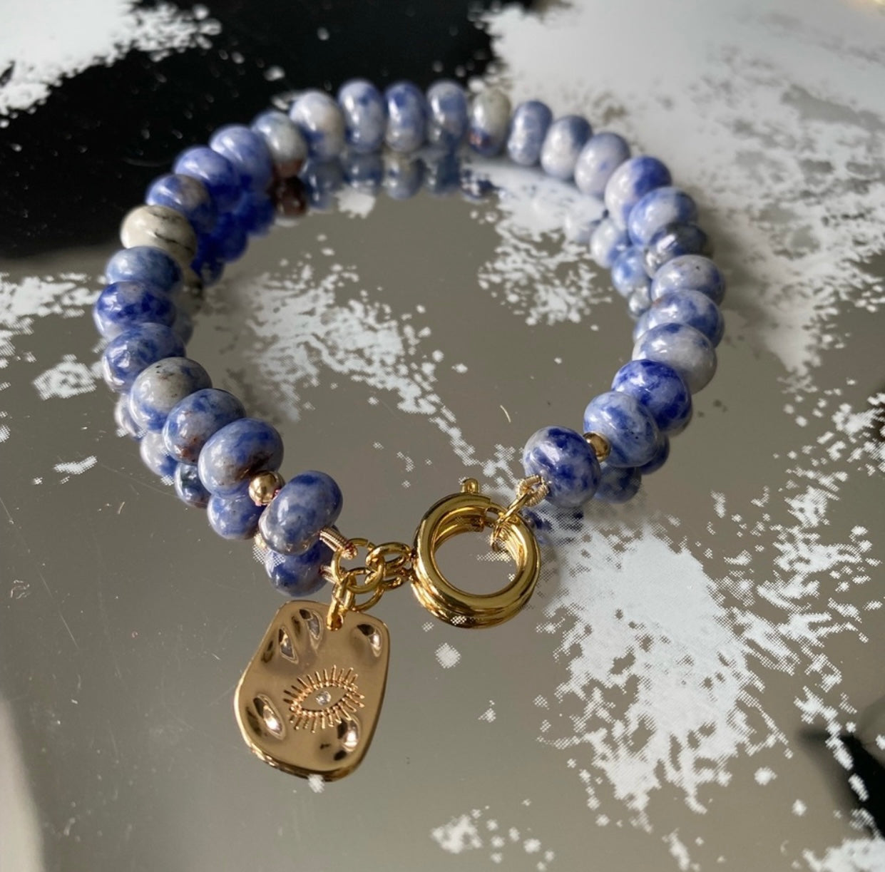 African Sodalite Evil Eye Bracelet