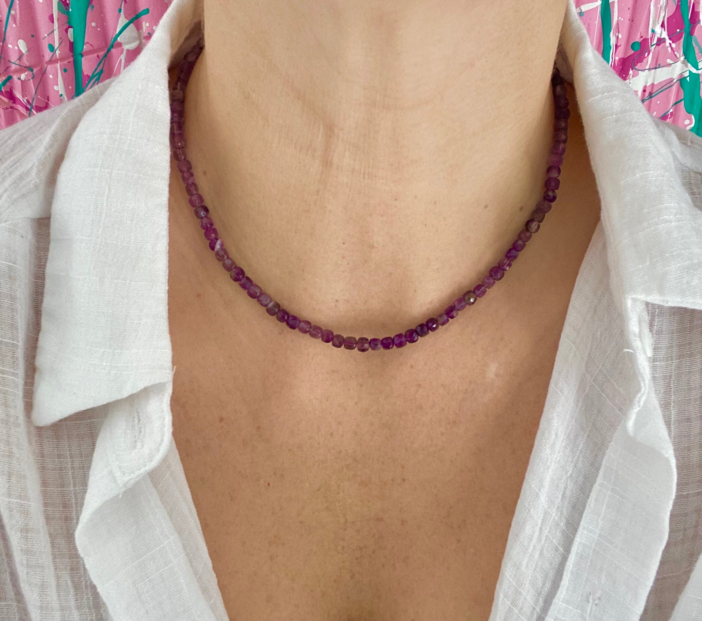 Amethyst Cube Necklace