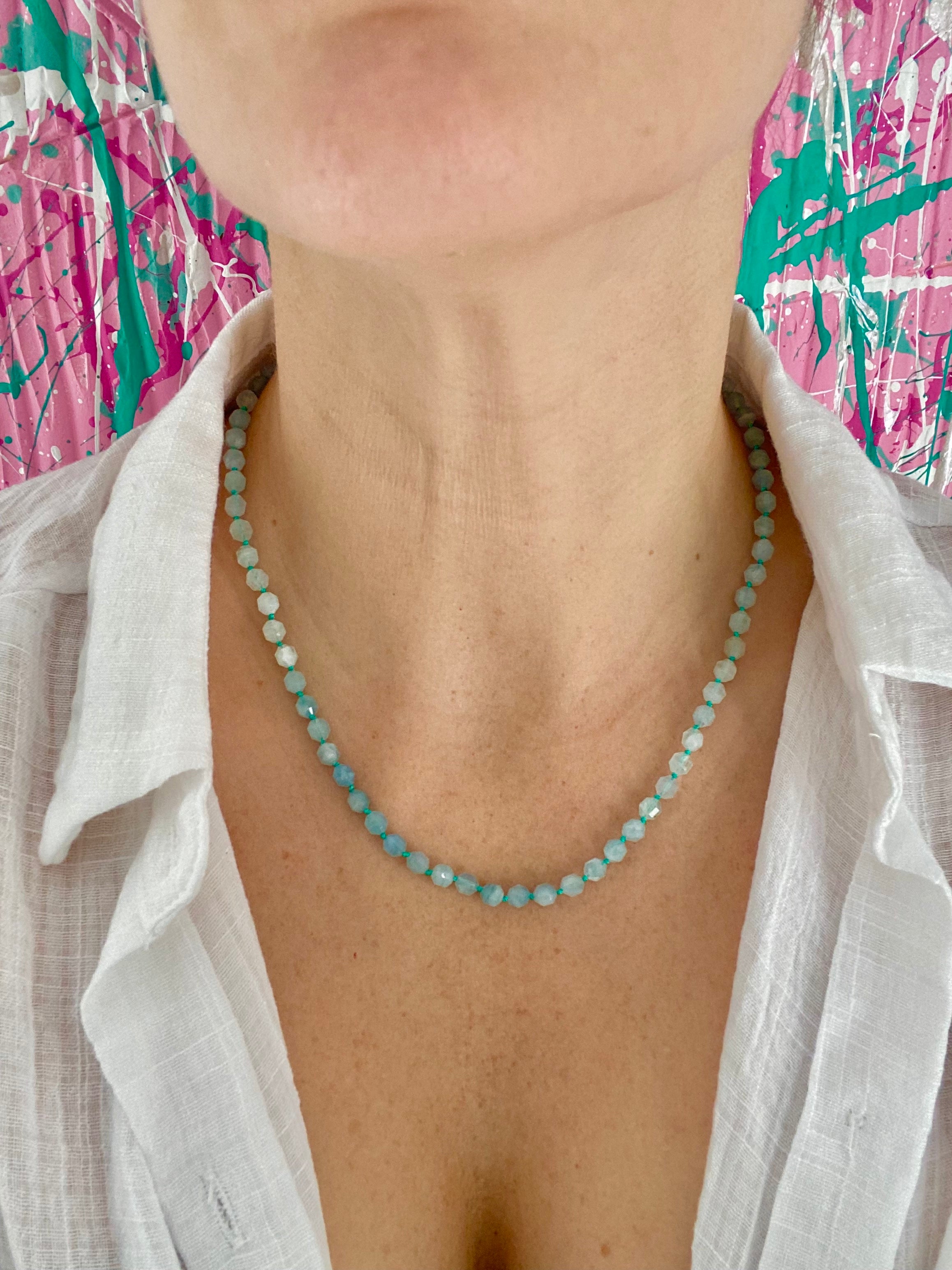 Aquamarine Knotted Necklace