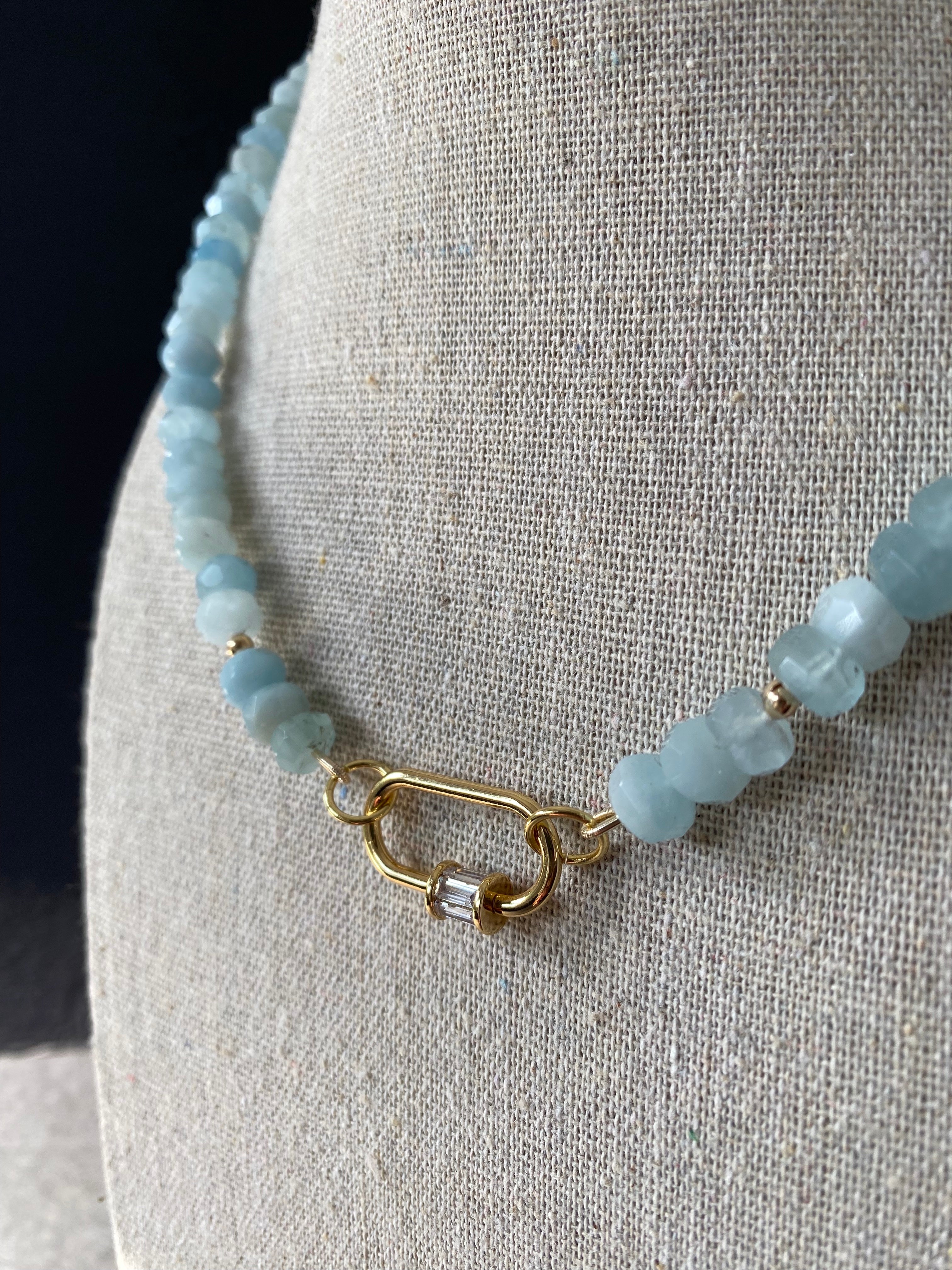 Chunky Aquamarine and Gold Necklace