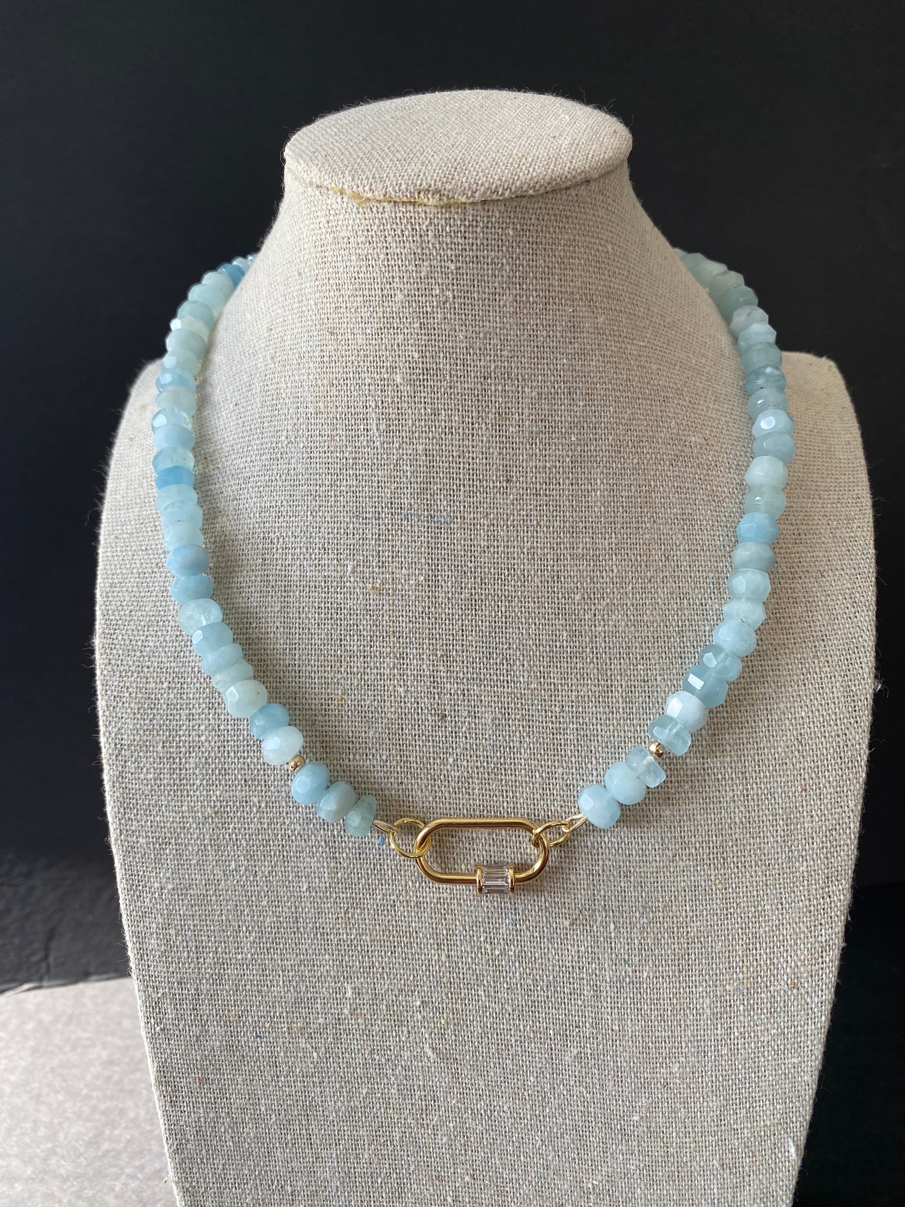 Chunky Aquamarine and Gold Necklace