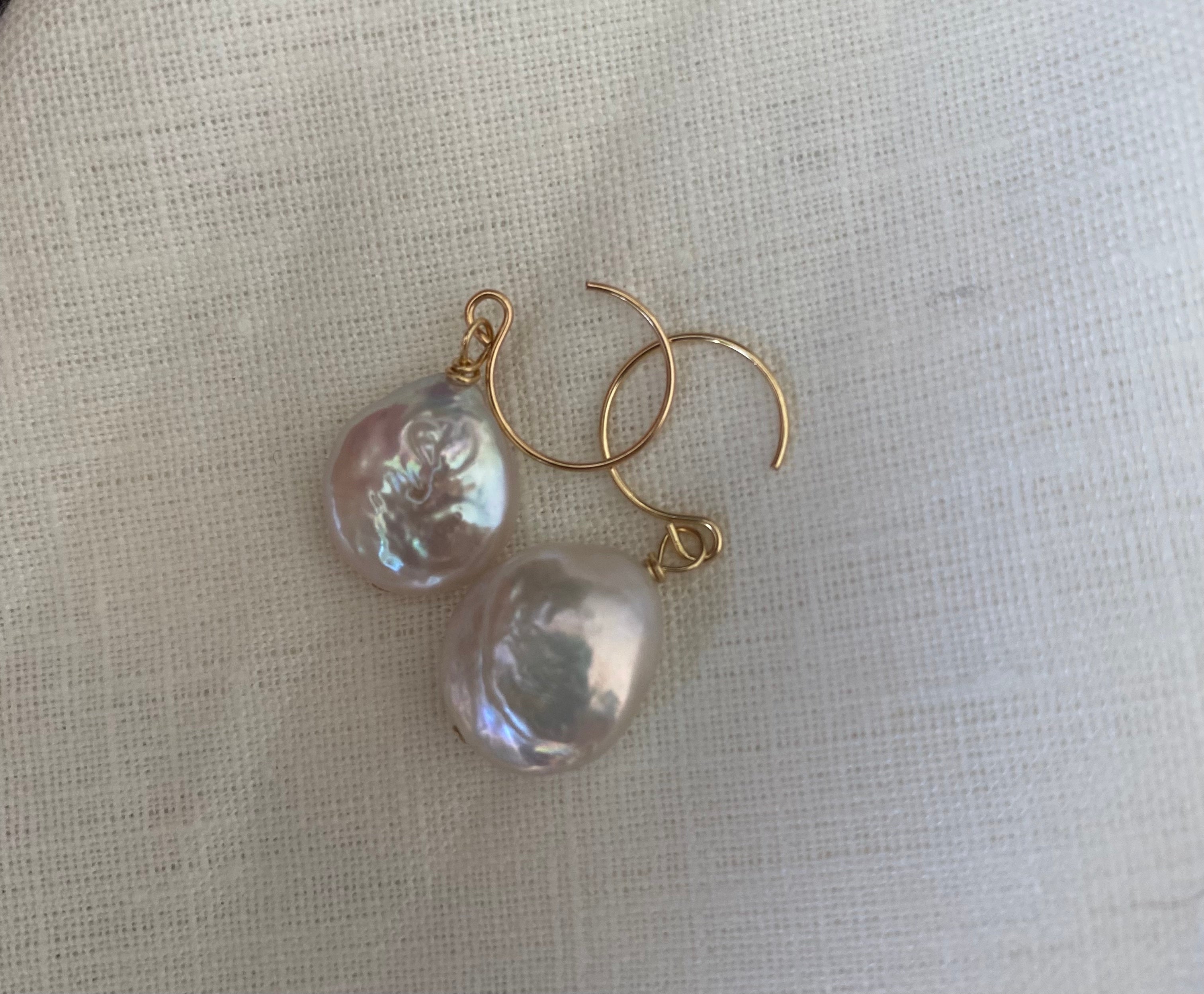 Freshwater Coin Pearl Earrings